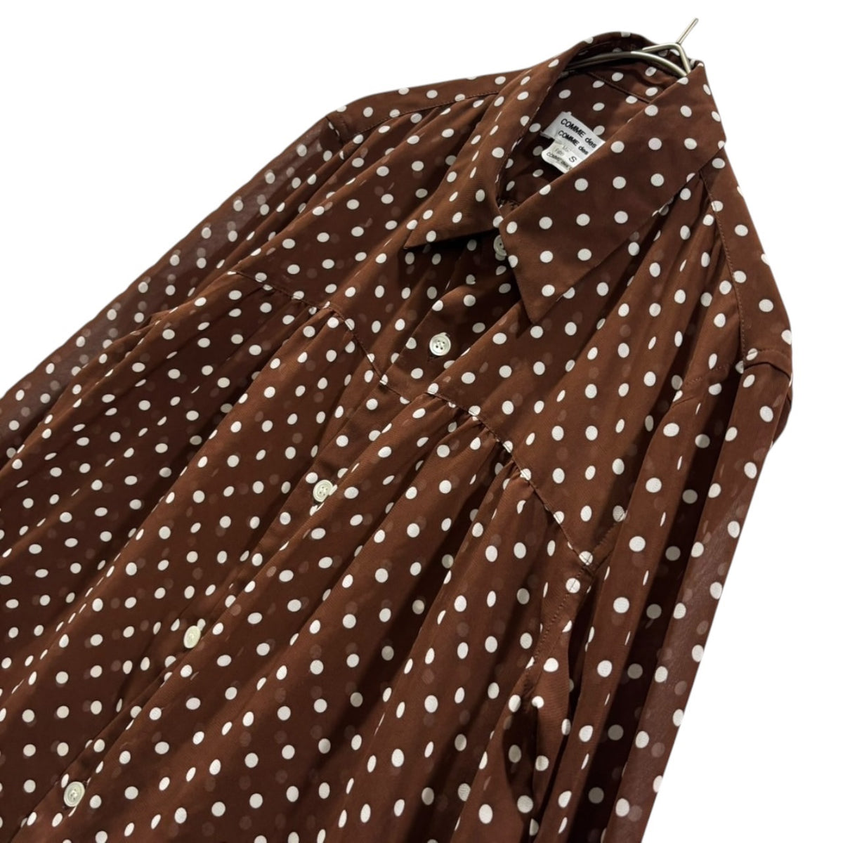 COMME des GARCONS COMME des GARCONS(コムデギャルソンコムデギャルソン) 2008SS Polyester Dotted L/S Blouse ポリエステル ドット 長袖 ブラウス RA-B003 S ブラウン×ホワイト AD2007 00s アーカイブ