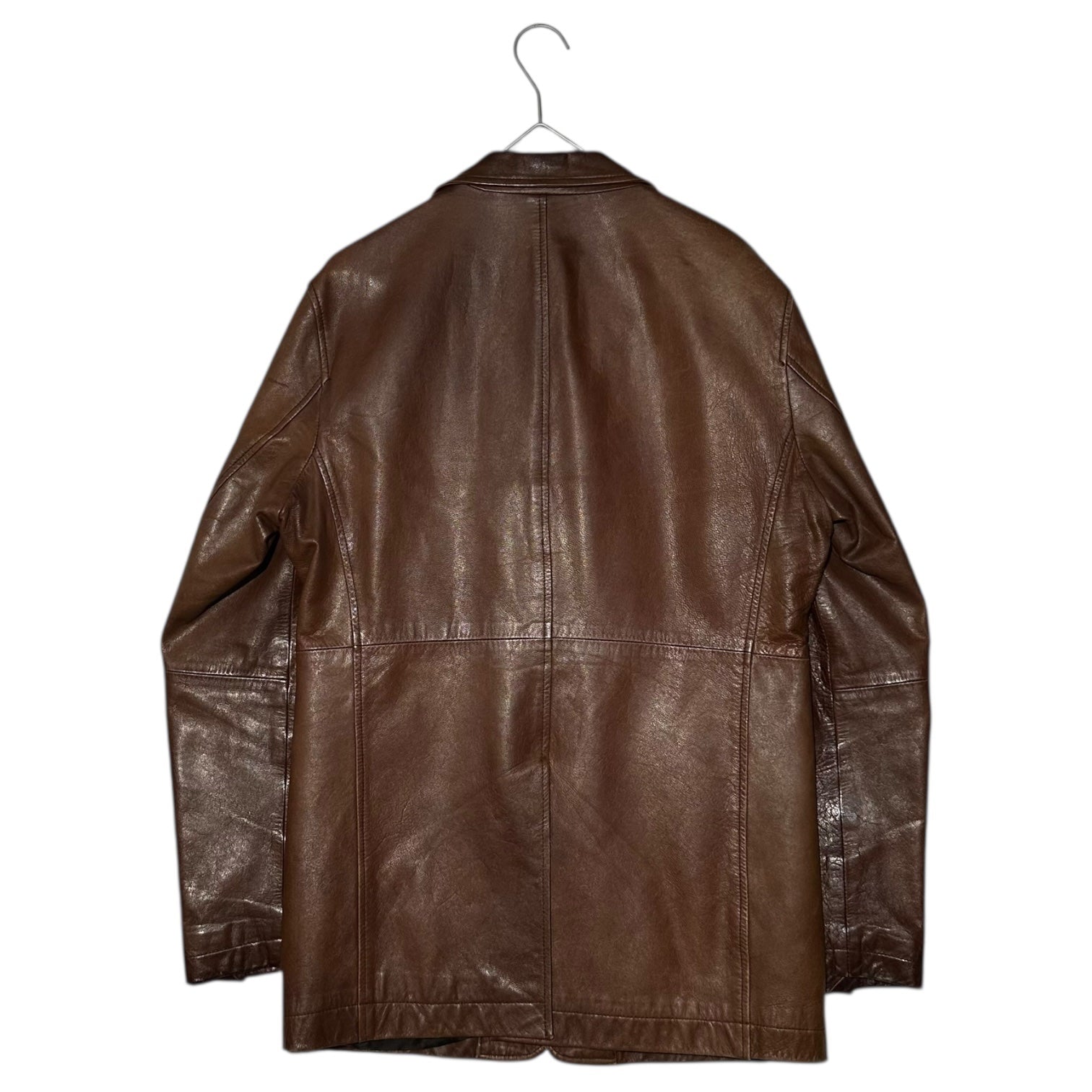 MEN'S TENORAS(ティノラス) Lamb Leather 3B Tailored Jacket ラム レザー 3B テーラード ジャケット M ブラウン 羊革