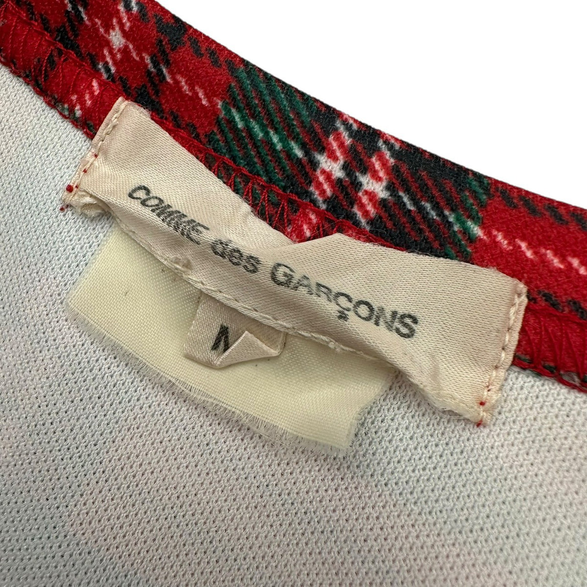 COMME des GARCONS(コムデギャルソン) 2005AW Polyester Tartan L/S T-shirt タータンチェック ポリエステル 長袖 カットソー GQ-T019 M レッド×グリーン AD2005 00's