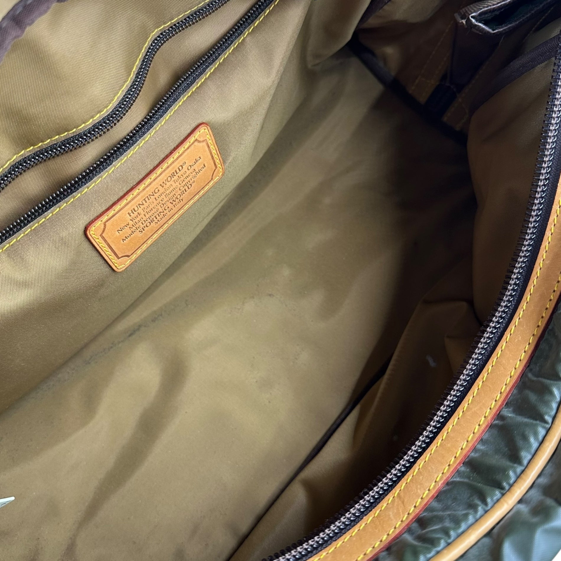 HUNTING WORLD(ハンティングワールド) 2WAY Batchu Cross Boston Bag 2WAY バチュークロス ゴルフ ボストン バッグ オリーブ×ベージュ レザー ショルダー