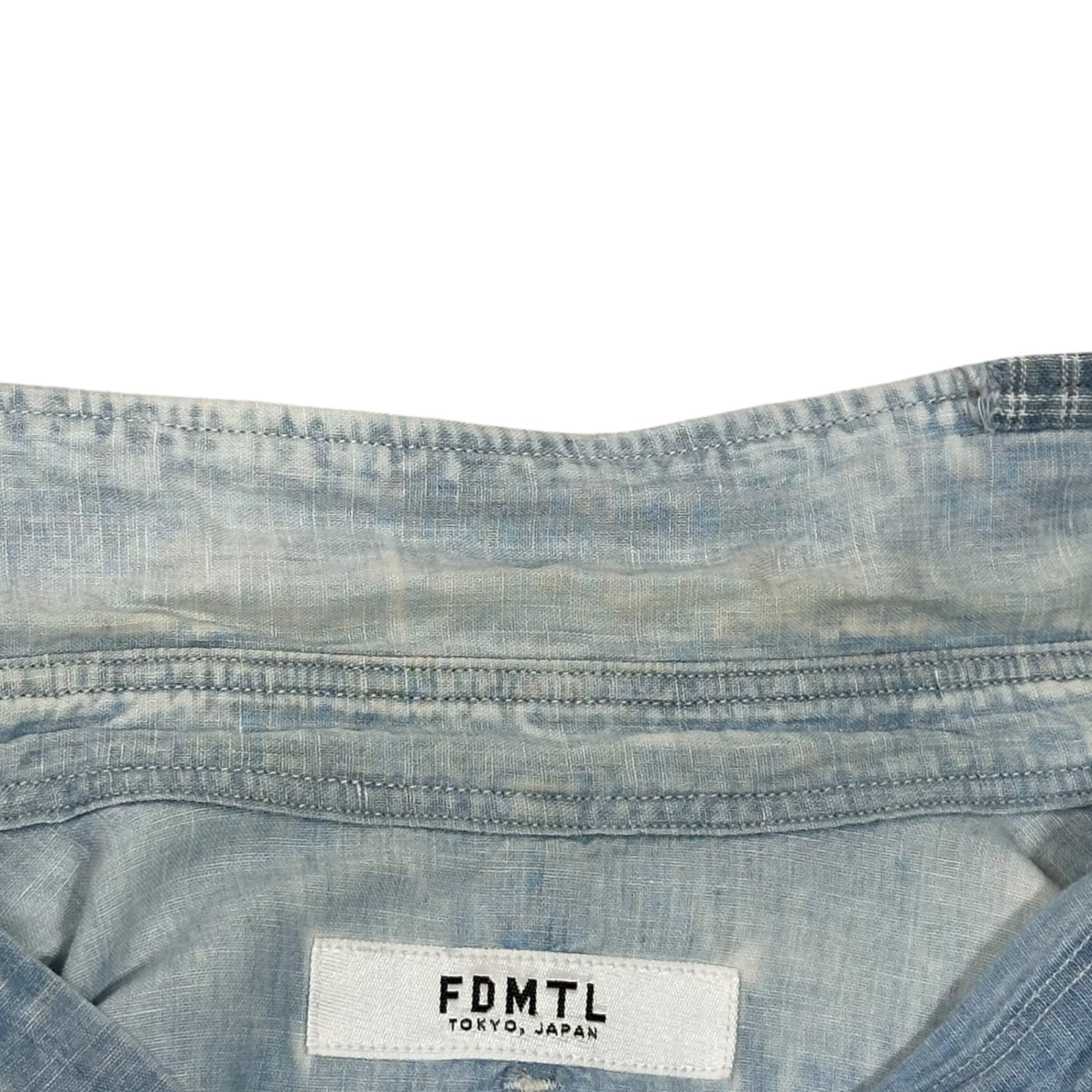FDMTL(ファンダメンタル) Sashiko Patchwork L/S Western Denim Shirt 刺し子 パッチワーク 長袖 ウエスタン デニム シャツ S ライトインディゴ 日本製