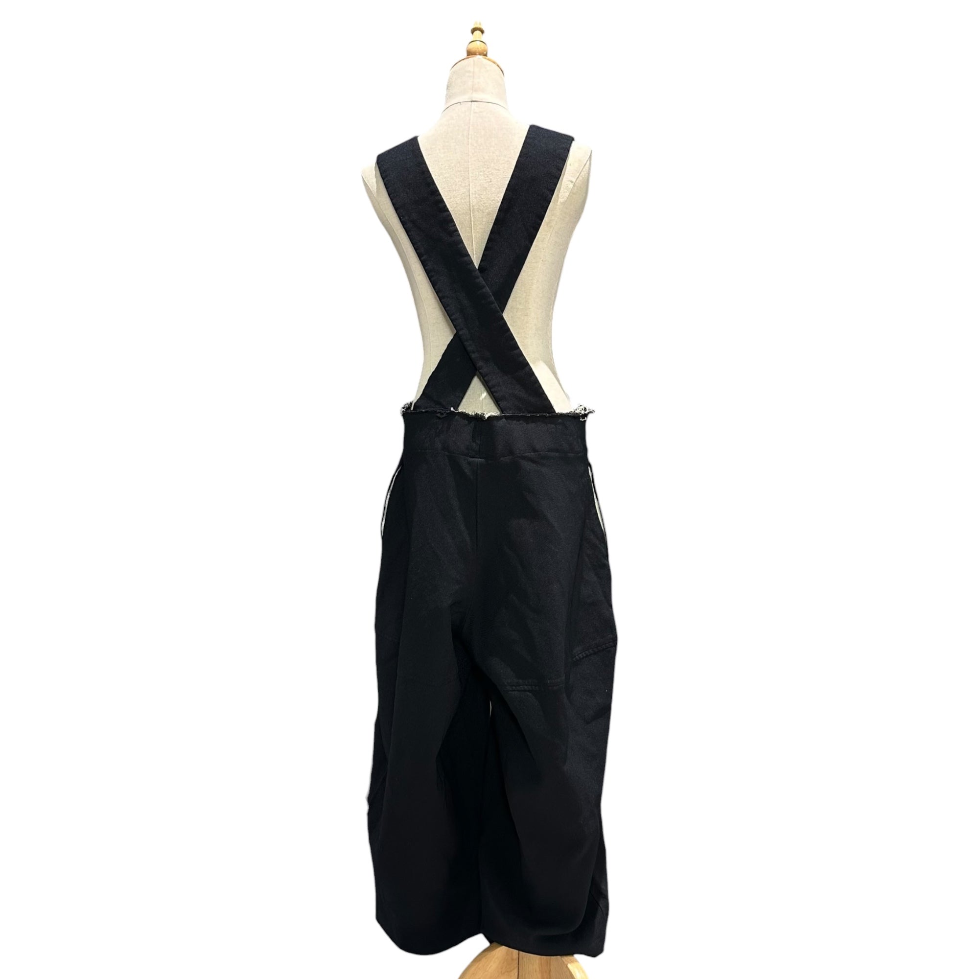 COMME des GARCONS COMME des GARCONS(コムデギャルソンコムデギャルソン) 2019AW Cut-off polyester suspender pants 断ち切り ポリエステル 吊りパンツ RD-UC01 S ブラック AD2019 サスペンダー