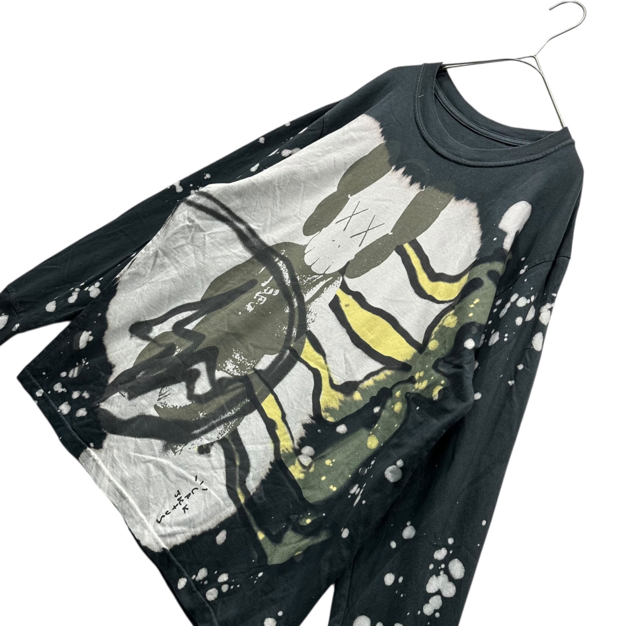 CACTUS JACK × Kaws × Fragment(カクタスジャック × カウズ × フラグメント) FRIENDLY GHOST Long Sleeve T-shirt フレンドリー ゴースト ロンT 長袖 Ｌ ブラック×ホワイト×イエロー Travis Scott