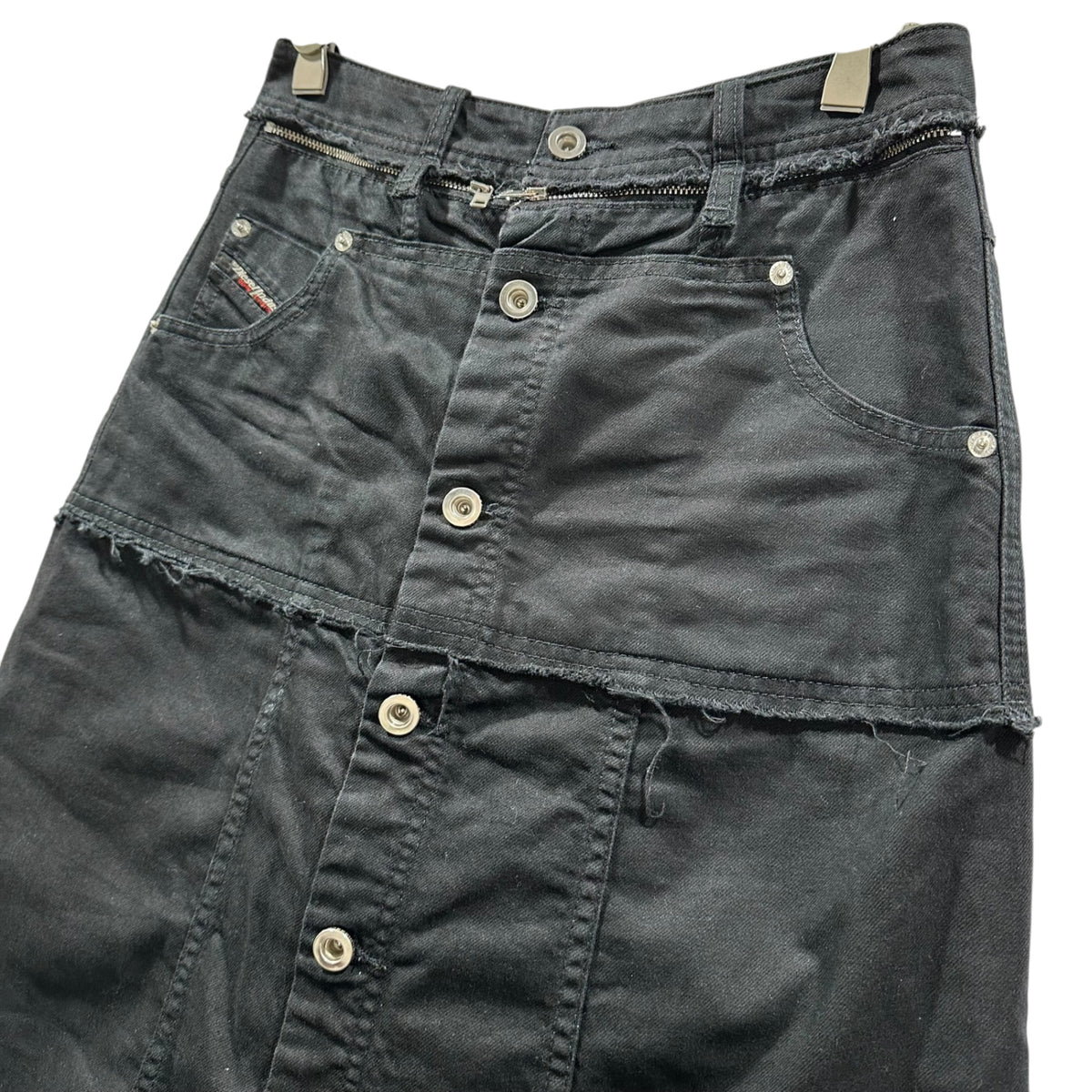 DIESEL(ディーゼル) Front-Button Cut-Off Back-Slit Skirt フロント ボタン カットオフ バック スリット スカート 00SF9D P-JORGE 0WAWK 25 ブラック