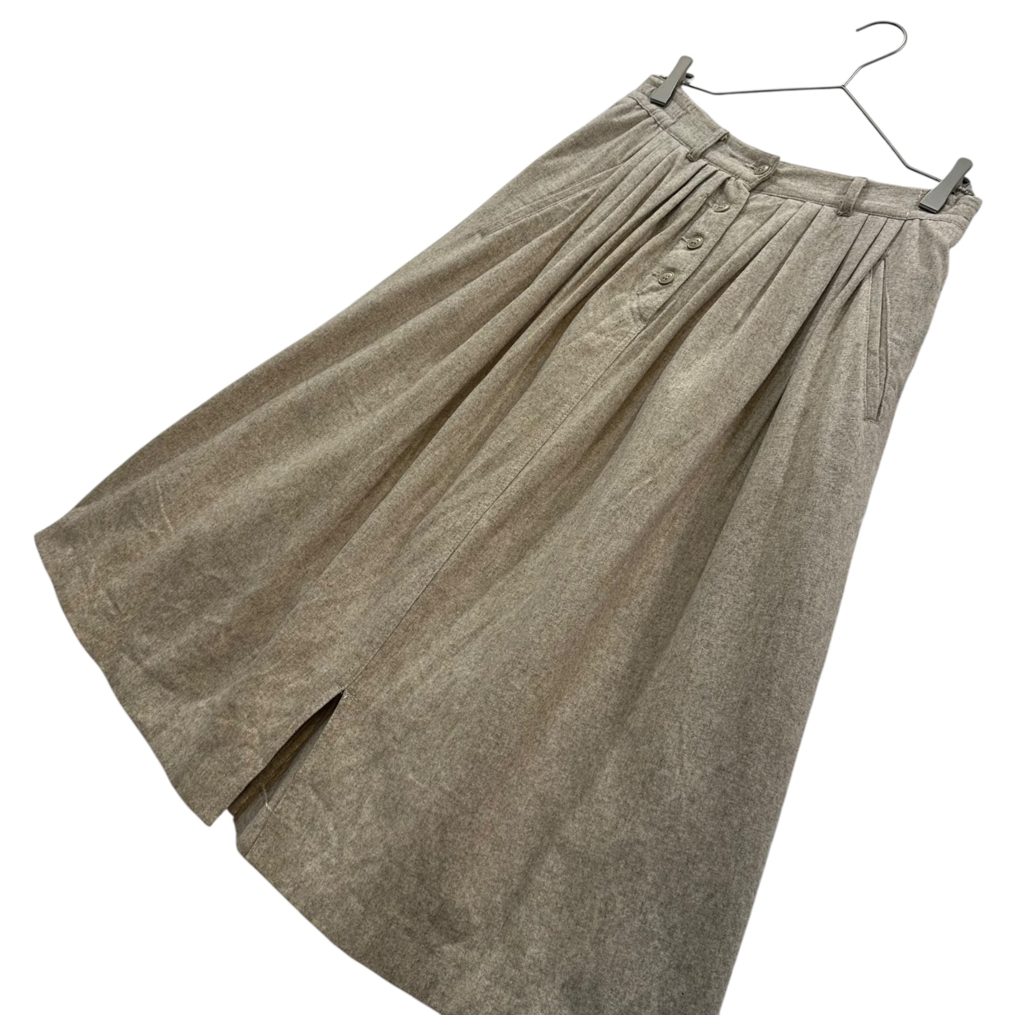 Euro vintage(ヨーロッパヴィンテージ) front button liner graybeige middle skirt フロントボタンデザインのライナー付きミドル丈スカート 表記無し(M程度) グレージュ