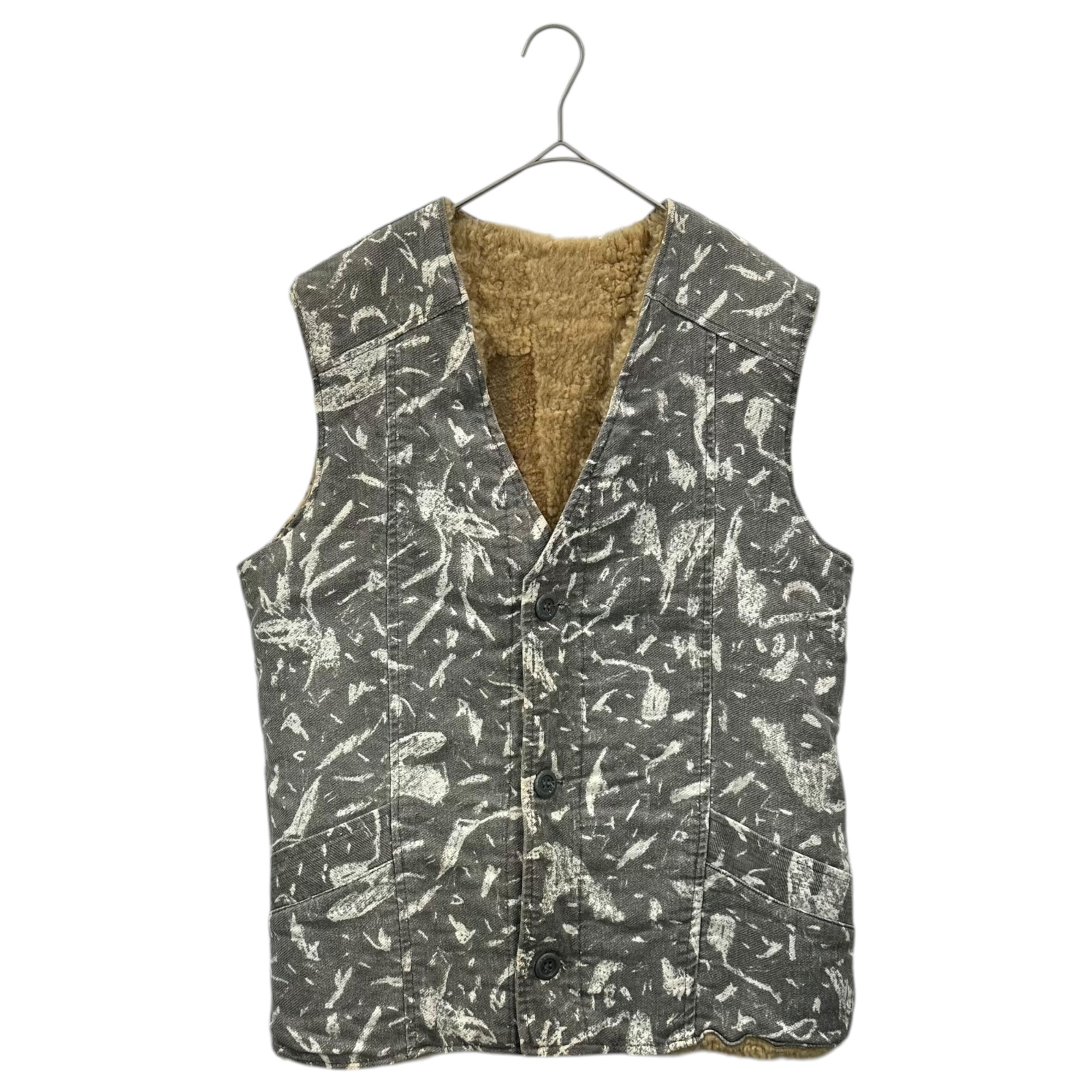 USED(ユーズド) Boa-lined Bleach Denim Vest 内ボア ブリーチ デニム ベスト グレー