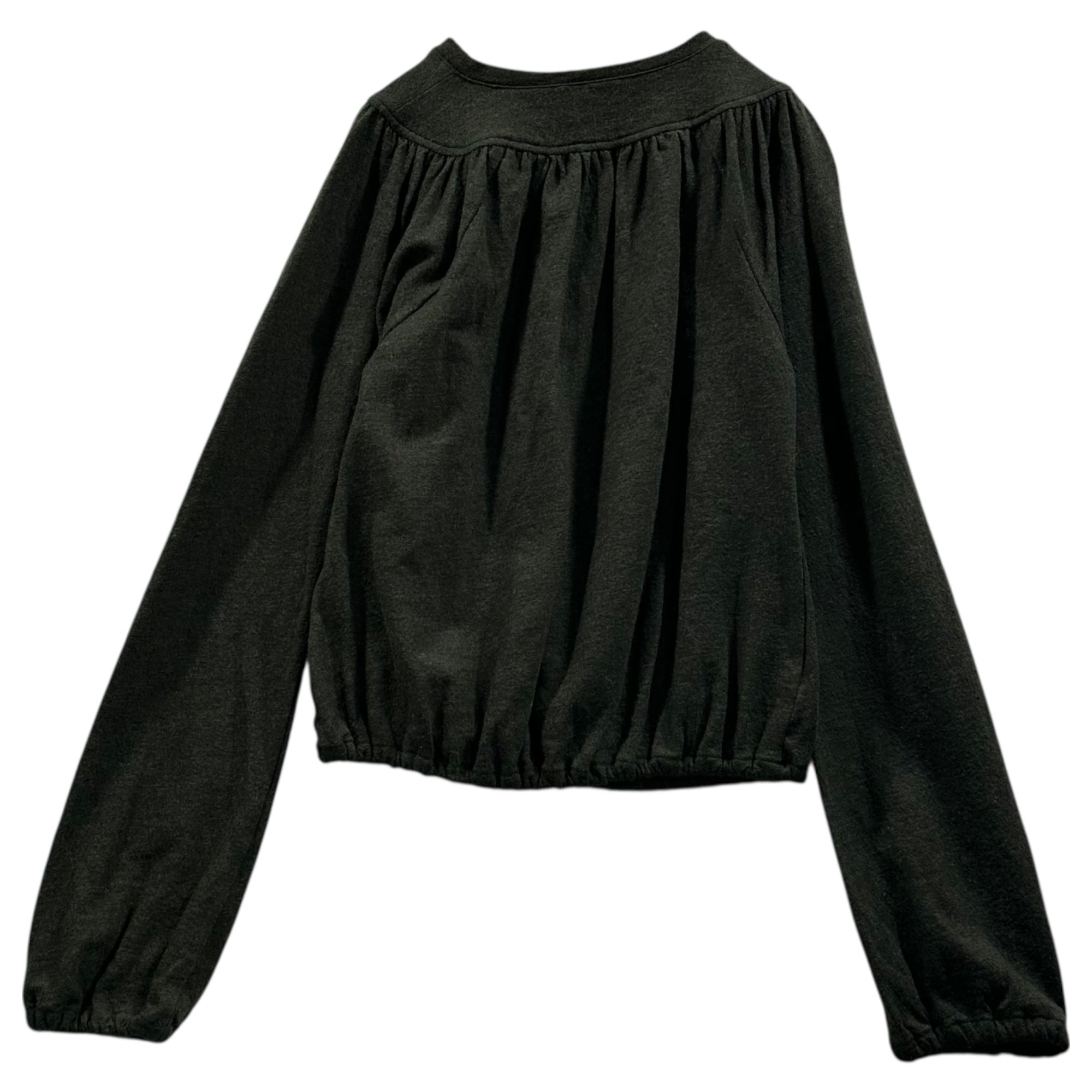 VERONIQUE BRANQUINHO(ヴェロニクブランキーノ) 00's Wool Gathered Knit Top ウール ギャザー カットソー 1028-17175 38(M程度) カーキ ブラウス