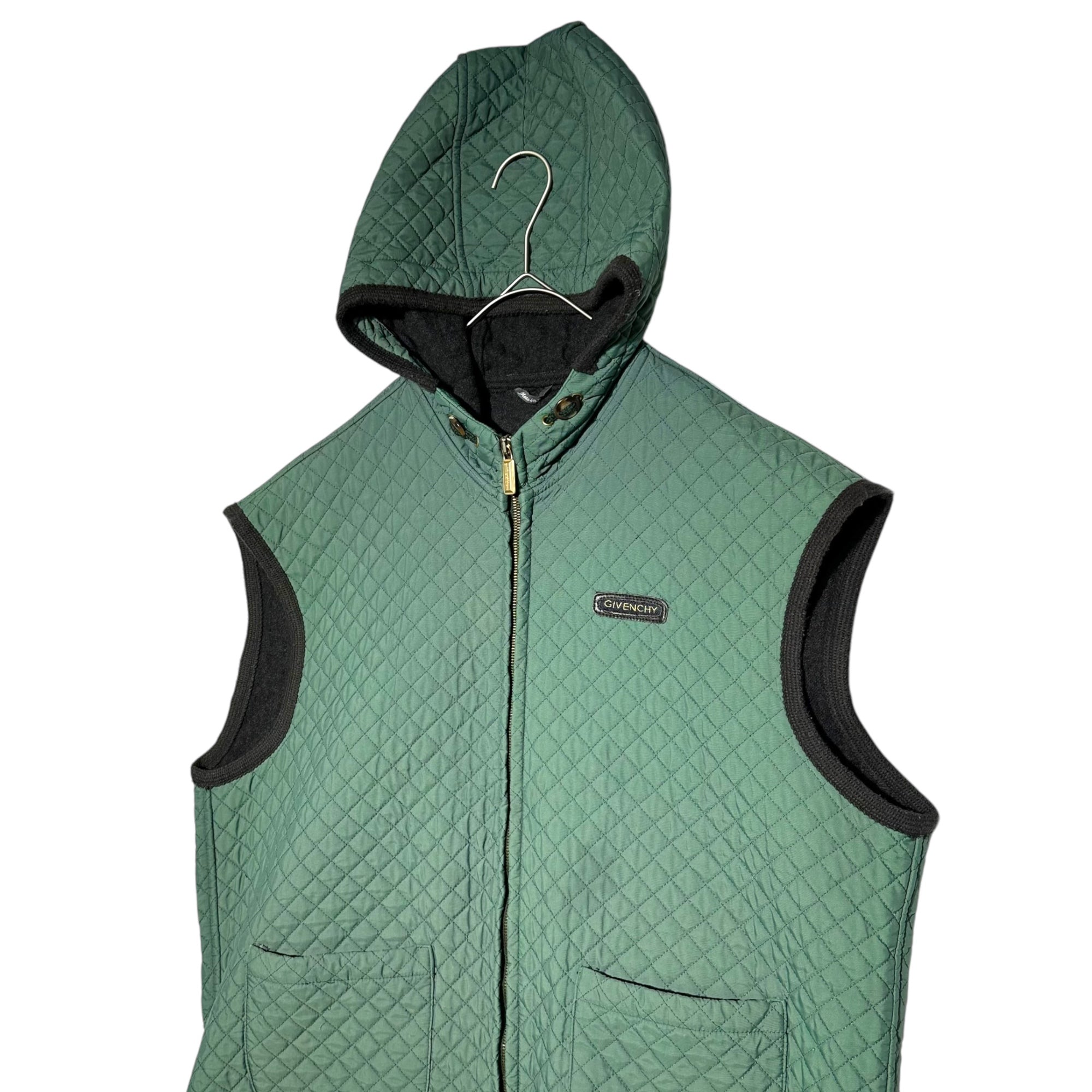 GIVENCHY(ジバンシィ) 90's Vintage hooded quilted vest ヴィンテージ フーデット キルティング ベスト LOT-BJ004 46 グリーン