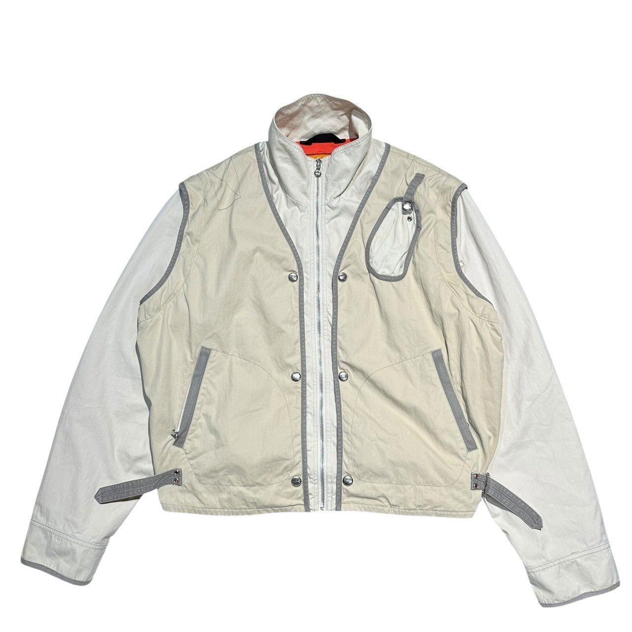 DIESEL(ディーゼル) 22SS J-OHLEN 2WAY MILITARY VEST JACKET ミリタリー ベスト ジャケット A062170JKKH L アイボリー ブルゾン