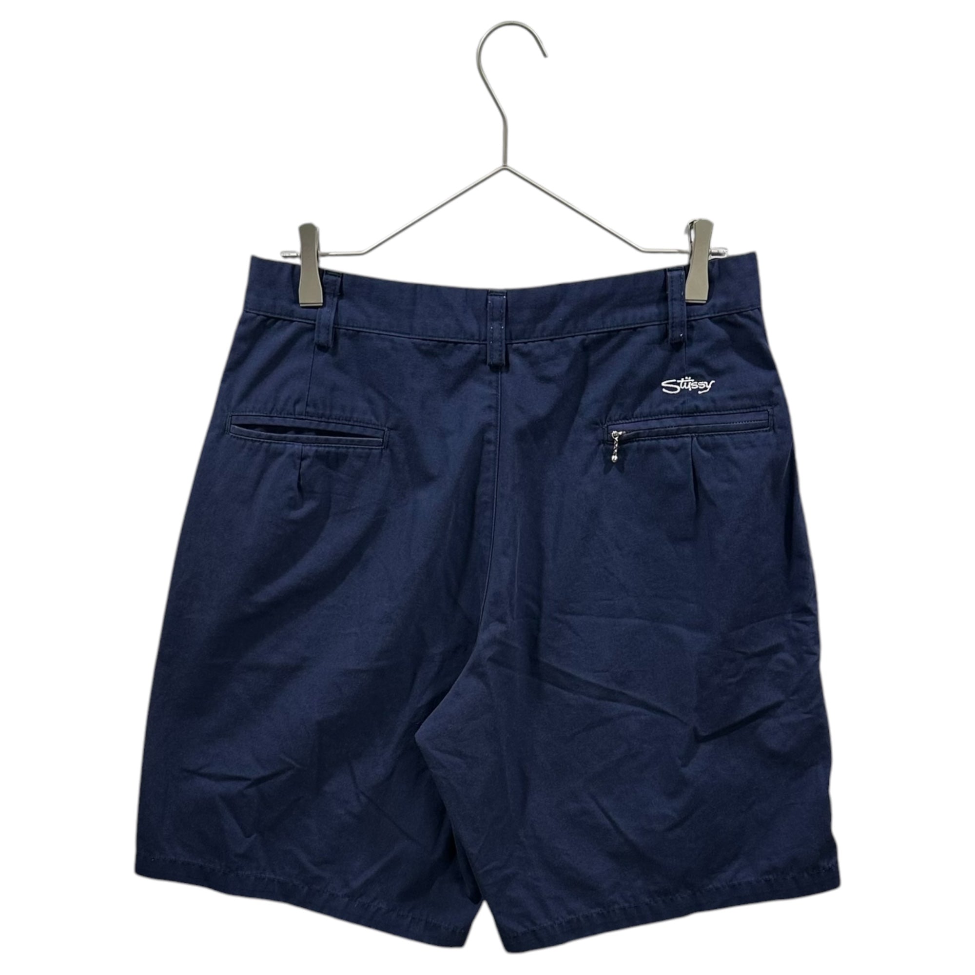 STUSSY(ステューシー) 1990's USA made Co/Po Shorts コットン ポリエステル ショーツ 32 ネイビー 90年代 ハーフ ショート パンツ