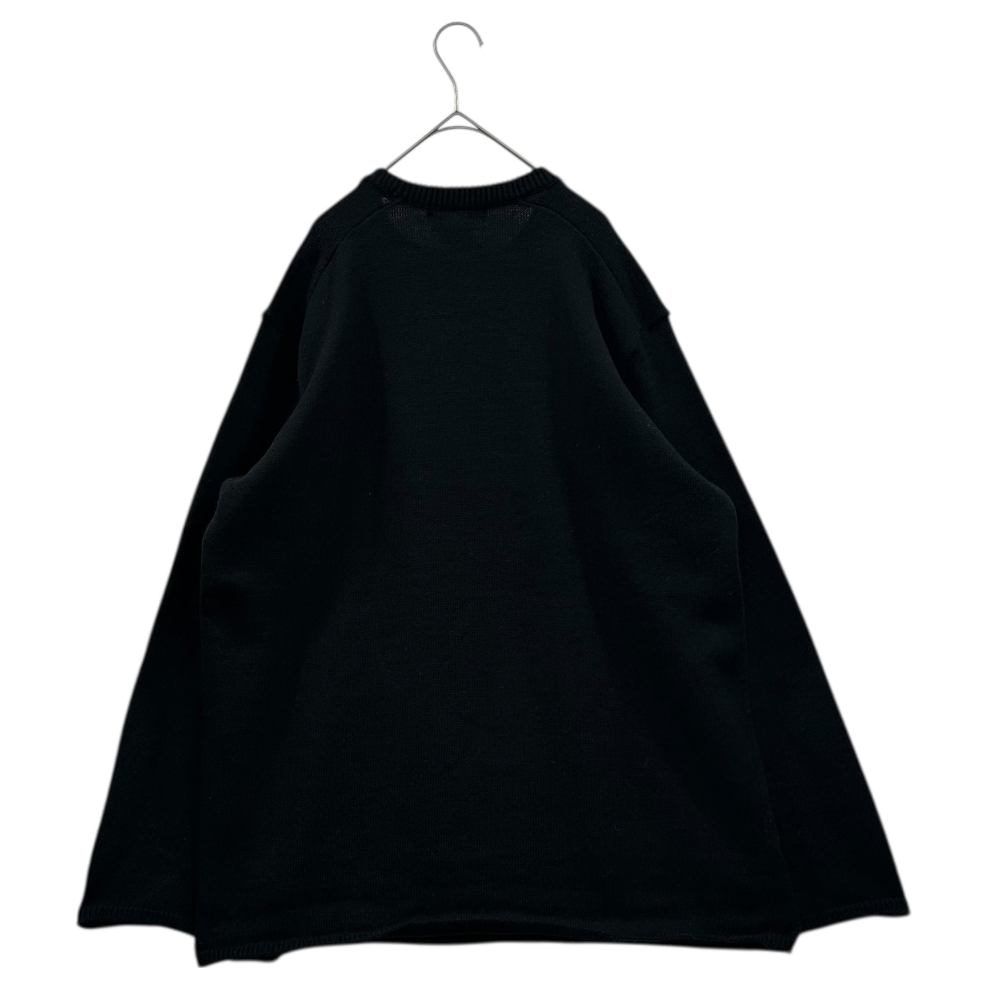 BLACK COMME des GARCONS(ブラックコムデギャルソン) 22AW Front Heart Oversized Acrylic Knit フロント ハート オーバーサイズ アクリル ニット 1J-N001 S ブラック×ホワイト AD2022