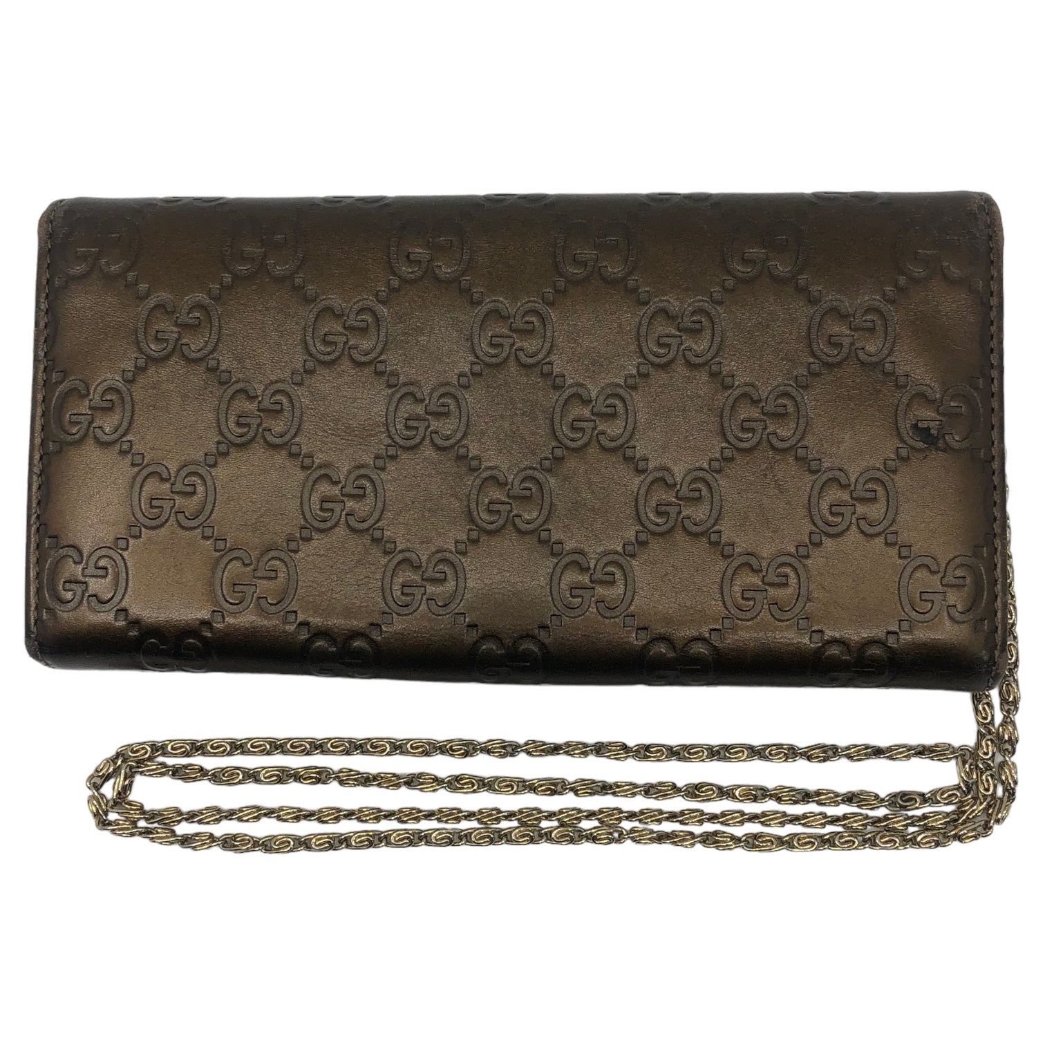 GUCCI(グッチ) 2WAY GGインプリメ ウォレット チェーンウォレット 長財布 ショルダーバッグ 224262-3661 メタリック ブラウン