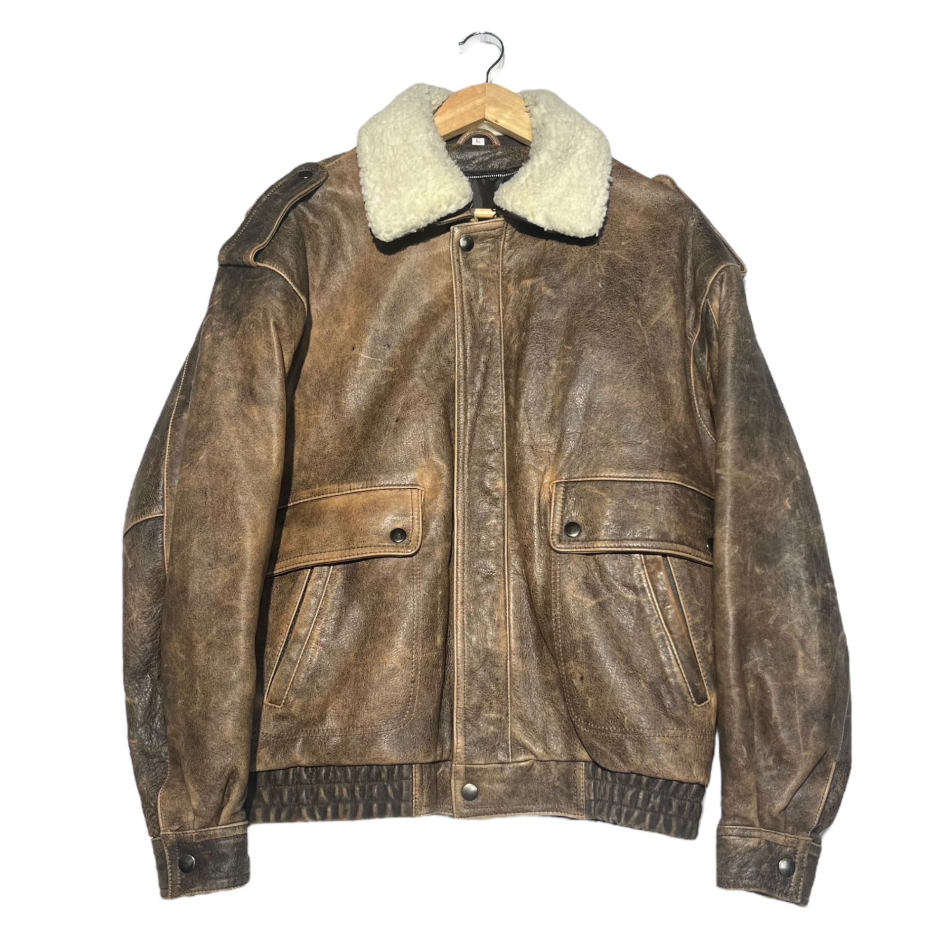 VINTAGE(ヴィンテージ) A-2 flight jacket レザー フライト ジャケット L ブラウン ボア