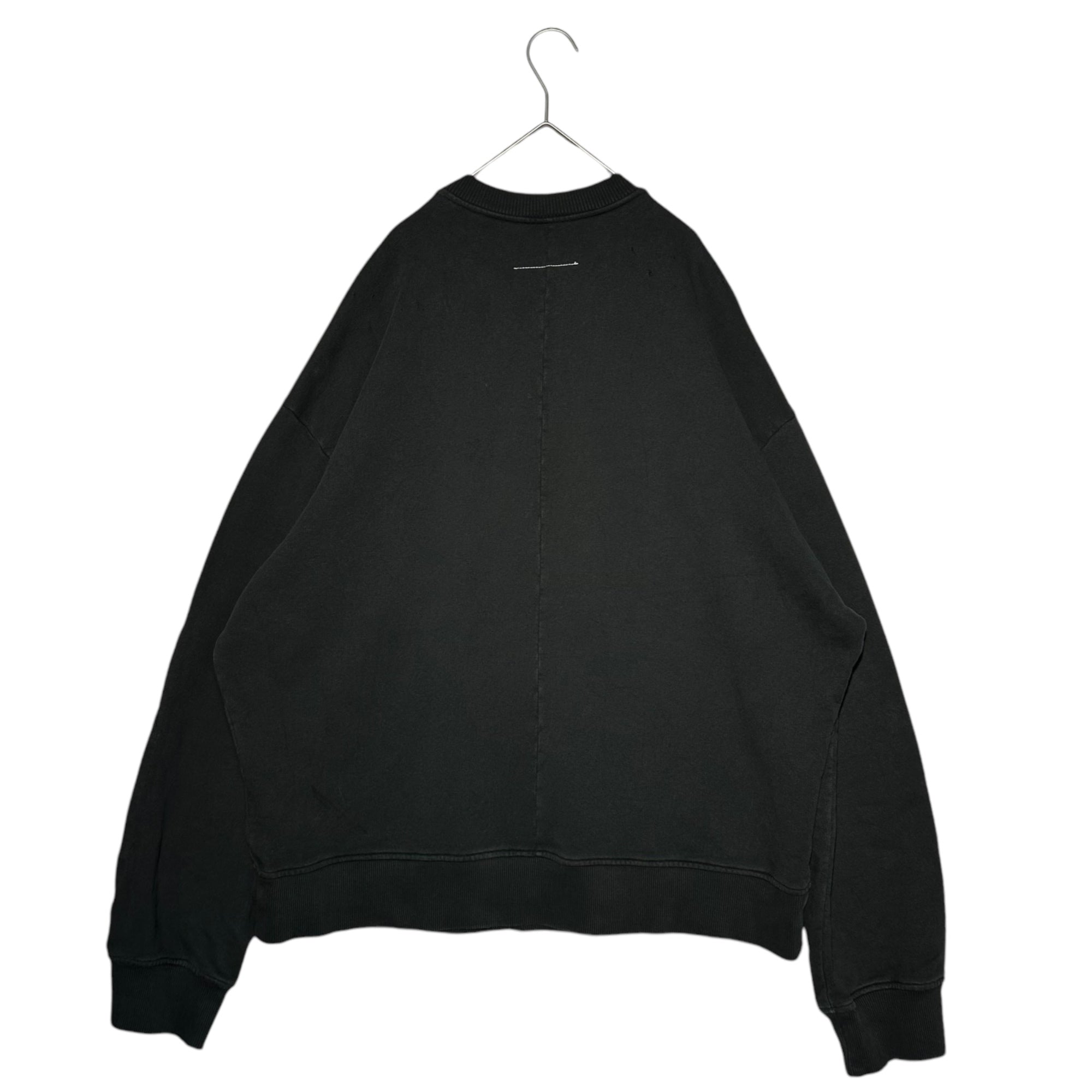 MM6 Maison Margiela(エムエムシックス) 24AW Unbrushed Jersey Sweatshirt 'Black' デストロイ 加工 オーバーサイズ スウェット SH2GU0010 L ブラック クルーネック ダメージ 加工