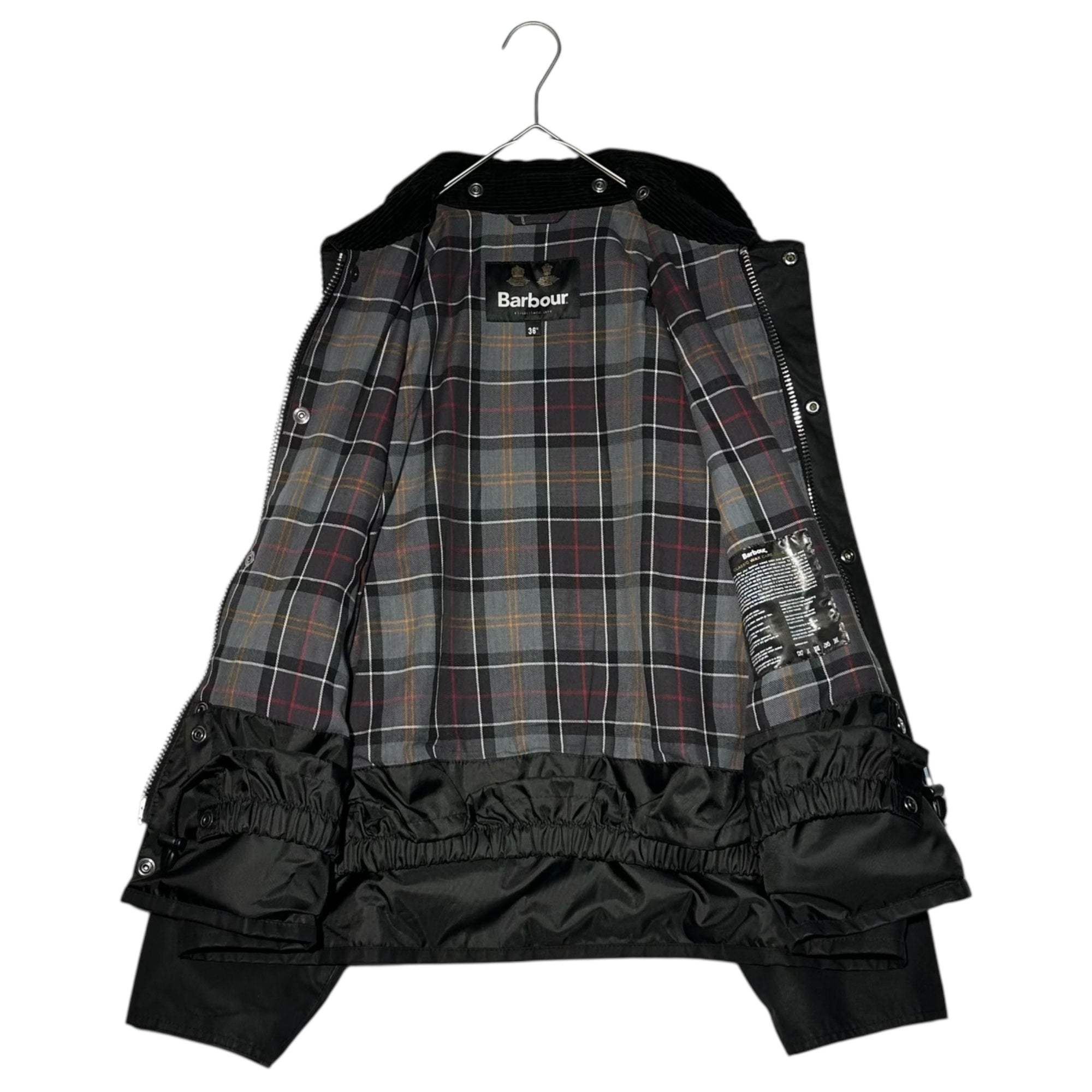 Barbour(バブアー) 24AW TRANSPORT トランスポート ワックス コットン ショート ブルゾン 242MWX1678 36(S程度) ブラック オイルド ジャケット ショート丈