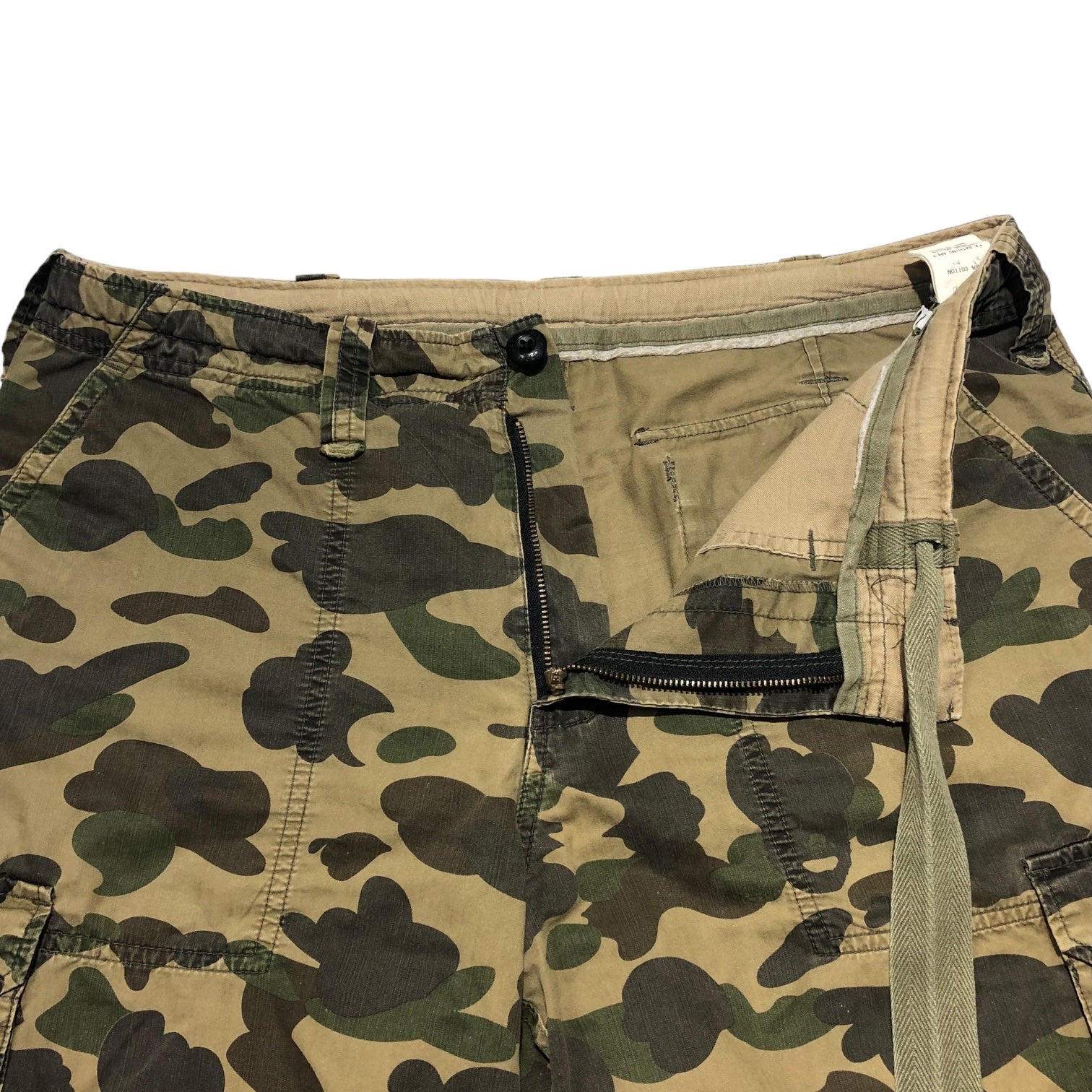 A BATHING APE(アベイシングエイプ) 00's Camouflage cargo half pants カモフラ カーゴ ハーフ パンツ L カーキ