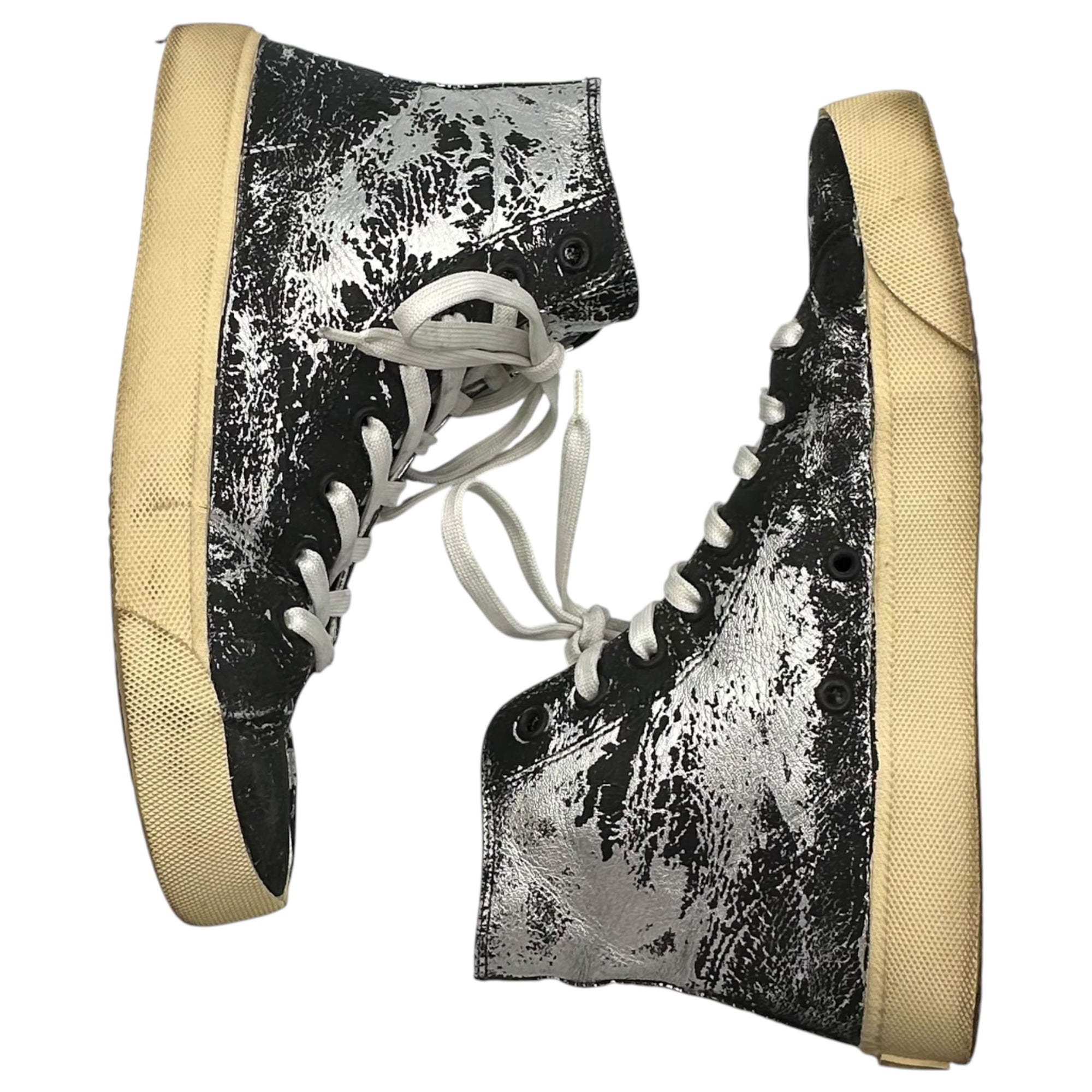 MAISON MARGIELA(メゾンマルジェラ) 19AW TABI CANVAS HI-TOP SNEAKER - Bianchetto 足袋 キャンバス ハイカット スニーカー ペンキ加工 41 シルバー