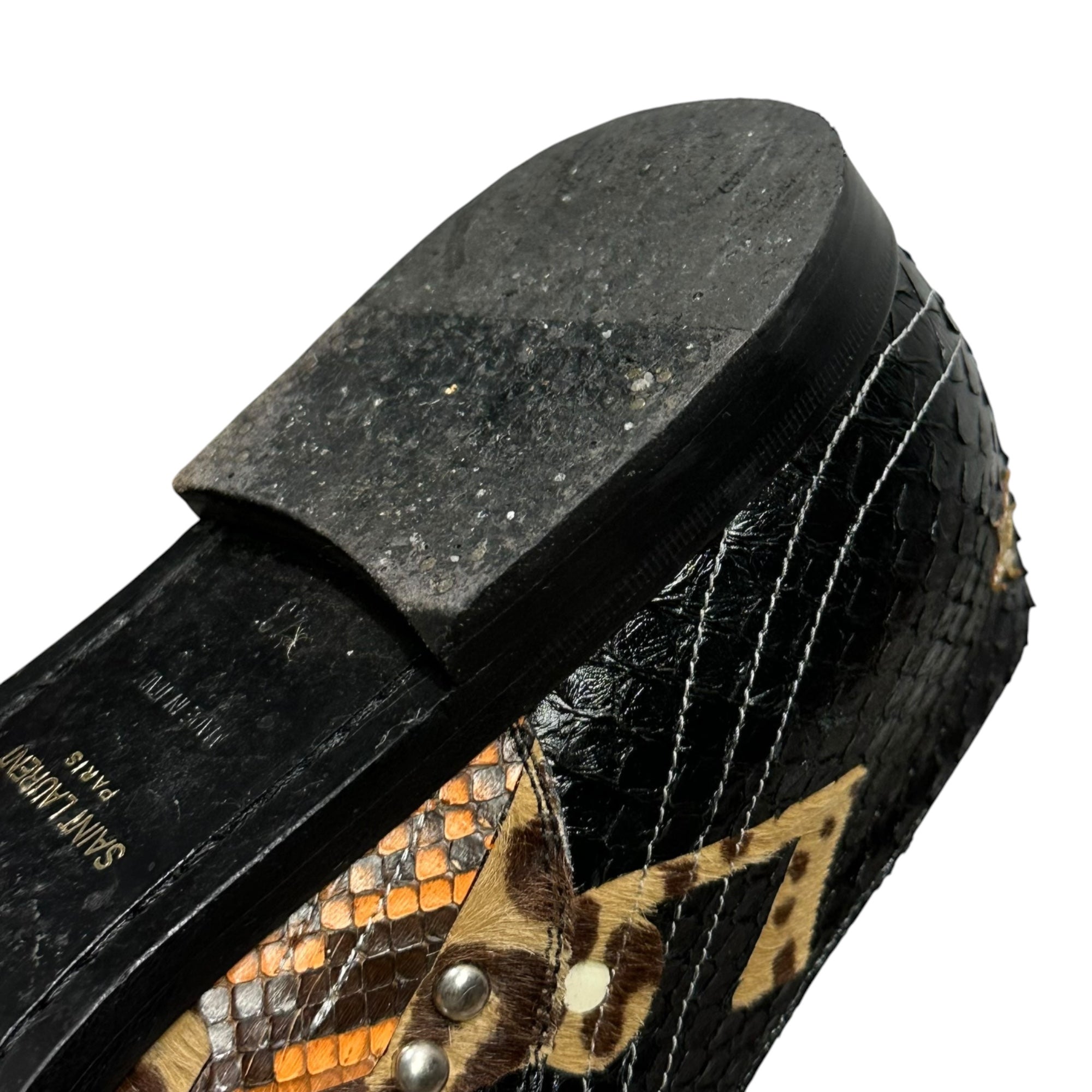 SAINT LAURENT PARIS(サンローランパリ) 2016AW By Hedi Slimane Python Patch Leather Dress Shoes パイソン 音符 パッチ レザー オックスフォード シューズ 485152 43(約27.5cm〜28.0cm) ブラック エディ期 ダービー