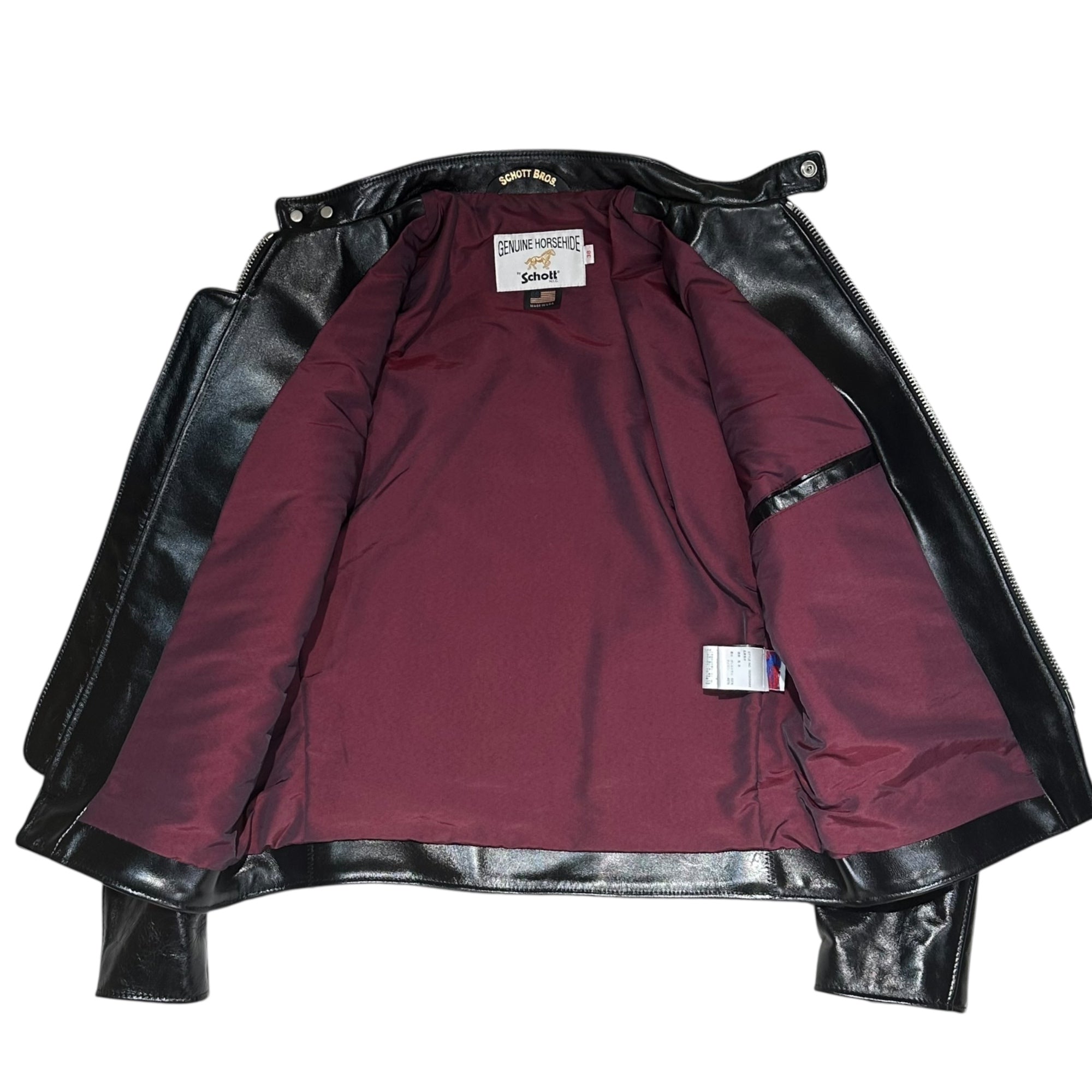 SCHOTT(ショット) Horsehide Cafe Racer Riders Jacket ホースハイド カフェレーサー ライダース ジャケット 馬革 641XXH 38(S～M程度) ブラック