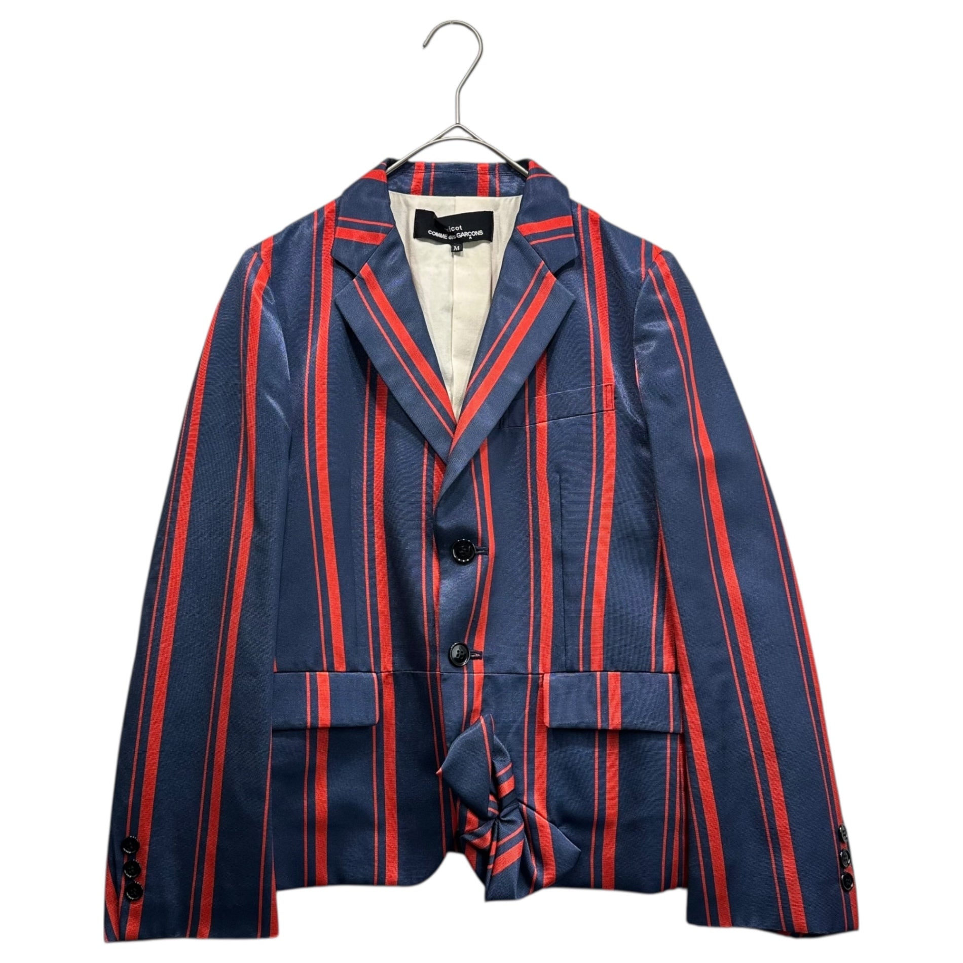 tricot COMME des GARCONS(トリココムデギャルソン) 12SS Front Ribbon Decorative Stripe Jacket フロント リボン 装飾 ストライプ ジャケット TI-J007 M ブルー×レッド AD2011
