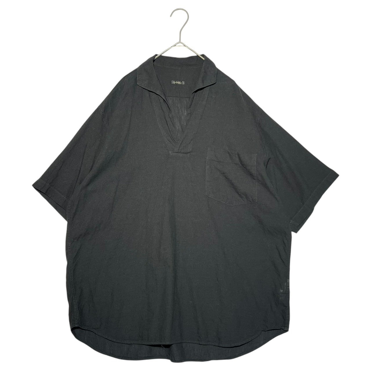 COMOLI(コモリ) 22SS Betashan Skipper S/S Shirt ベタシャン スキッパー半袖シャツ V01-02017  1(S程度) ブラック コットン