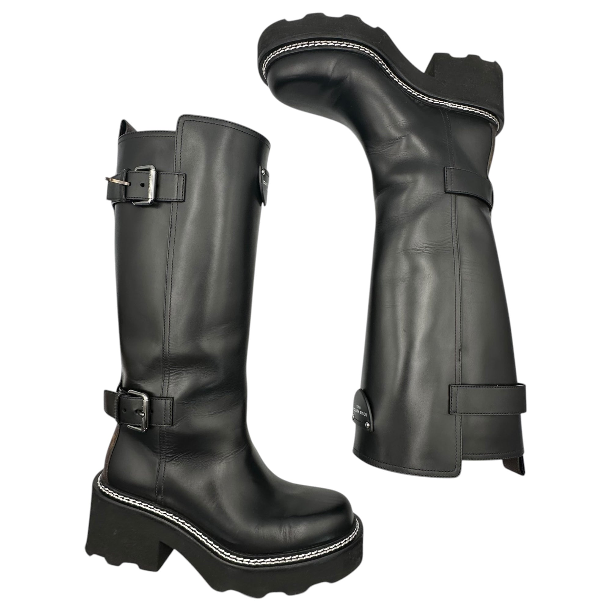 LOUIS VUITTON(ルイヴィトン) 24AW LV Beaubourg High Boot ボブール ライン ロング ブーツ カーフ 製造番号：MA0254 36(23cm程度) ブラック×ブラウン
