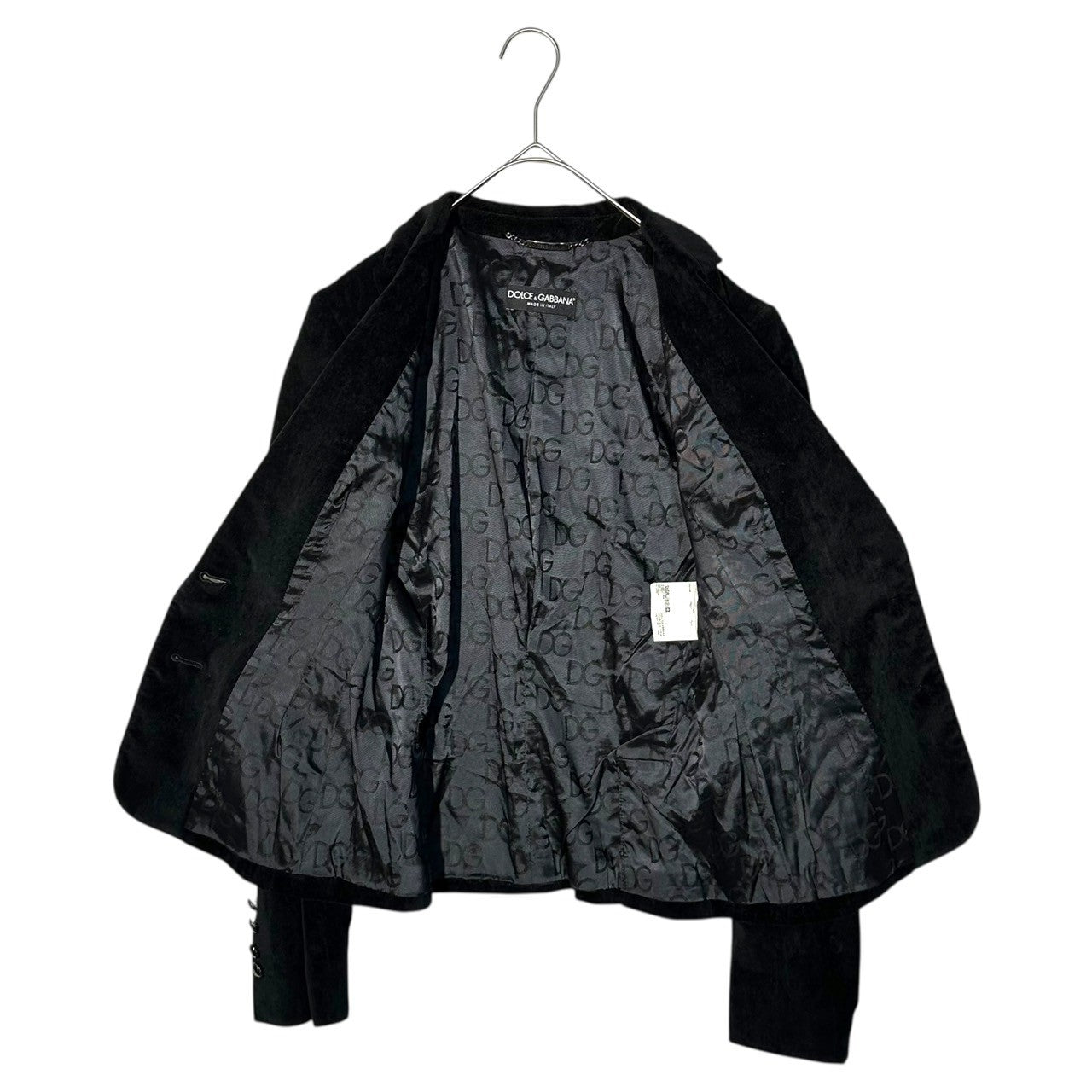 DOLCE&GABBANA(ドルチェ&ガッバーナドルガバ) Cotton velour jacket with metal walnut buttons コットン ベロア 金属胡桃ボタン ジャケット F2701T/FUWAN 40(L程度) ブラック