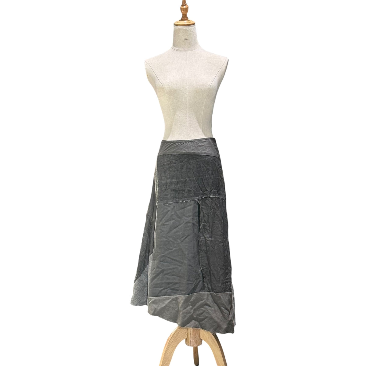 JUNYA WATANABE COMME des GARCONS(ジュンヤワタナベコムデギャルソン) 2002AW Mixed-Fabric Patchwork Skirt 異素材 パッチワーク スカート JG-S063 S グレー AD2002