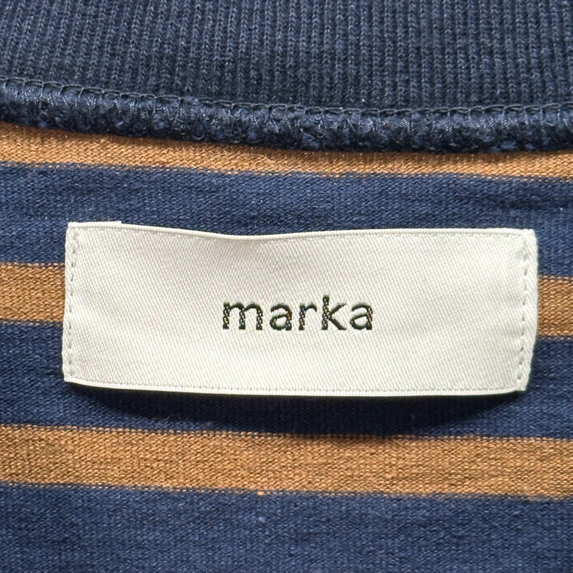 marka(マーカ) 22AW OVERSIZE TEE L/S ORGANIC COTTON オーバーサイズ 長袖 オーガニック コットン ボーダー Tシャツ M22D-04CS01C 1 ネイビー×ブラウン カットソー