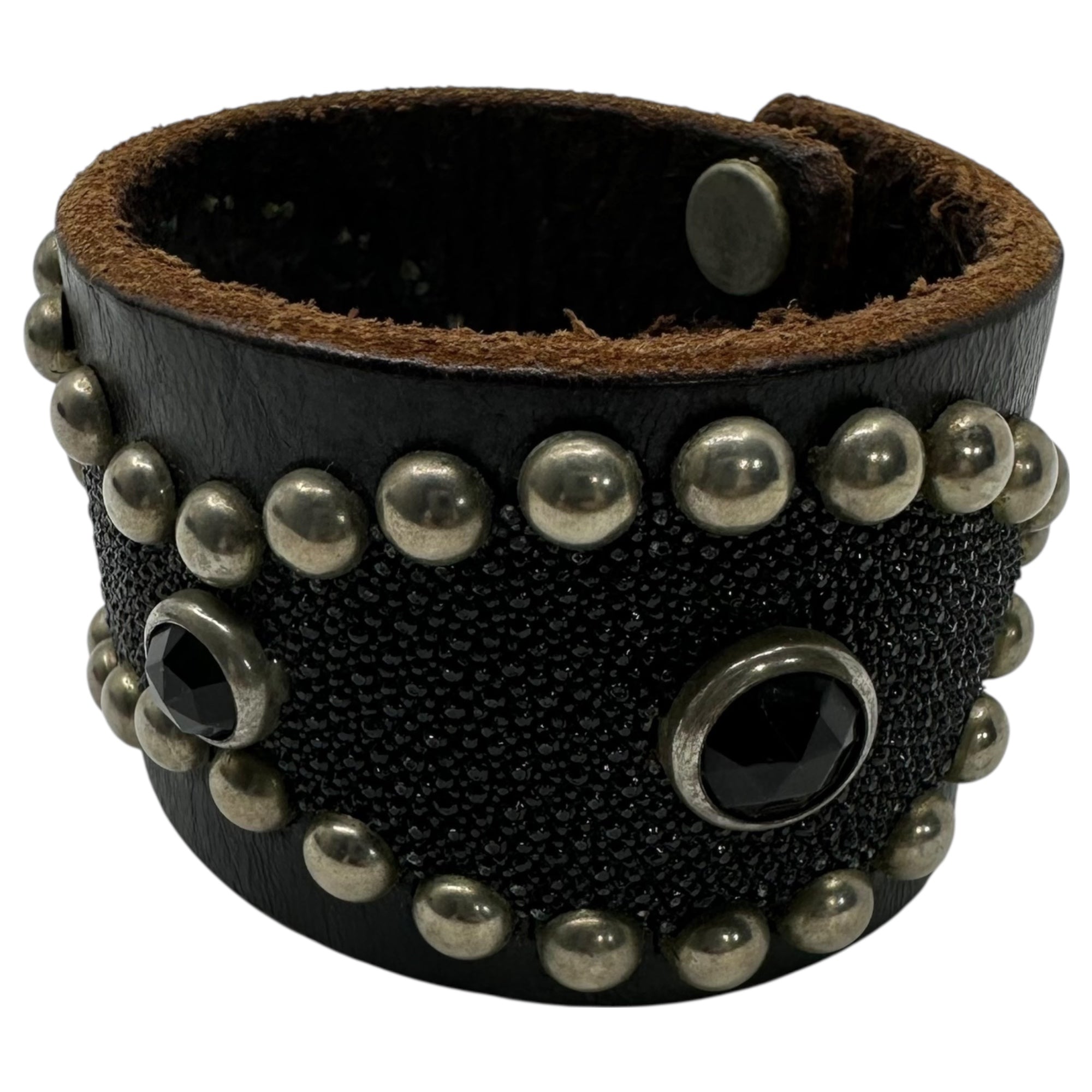 HTC(エイチティーシー) Studded Leather Bracelet スタッズ レザー ブレスレット ブラック