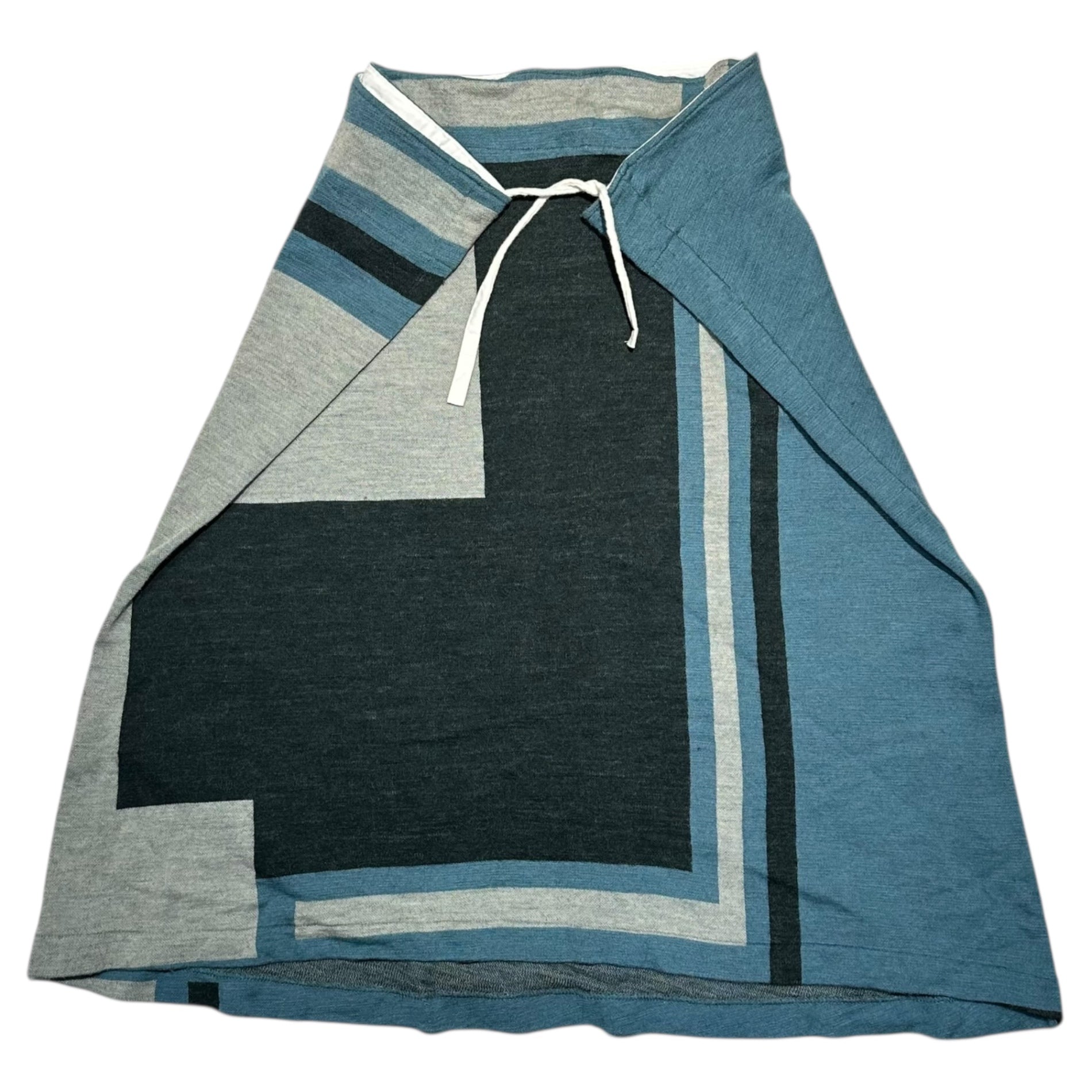 Y's(ワイズ) Textile Waist Lace Tie Cotton Skirt テキスタイル ウエスト レース タイ コットン スカート YO-T43-550 3 ブルー×ブラック