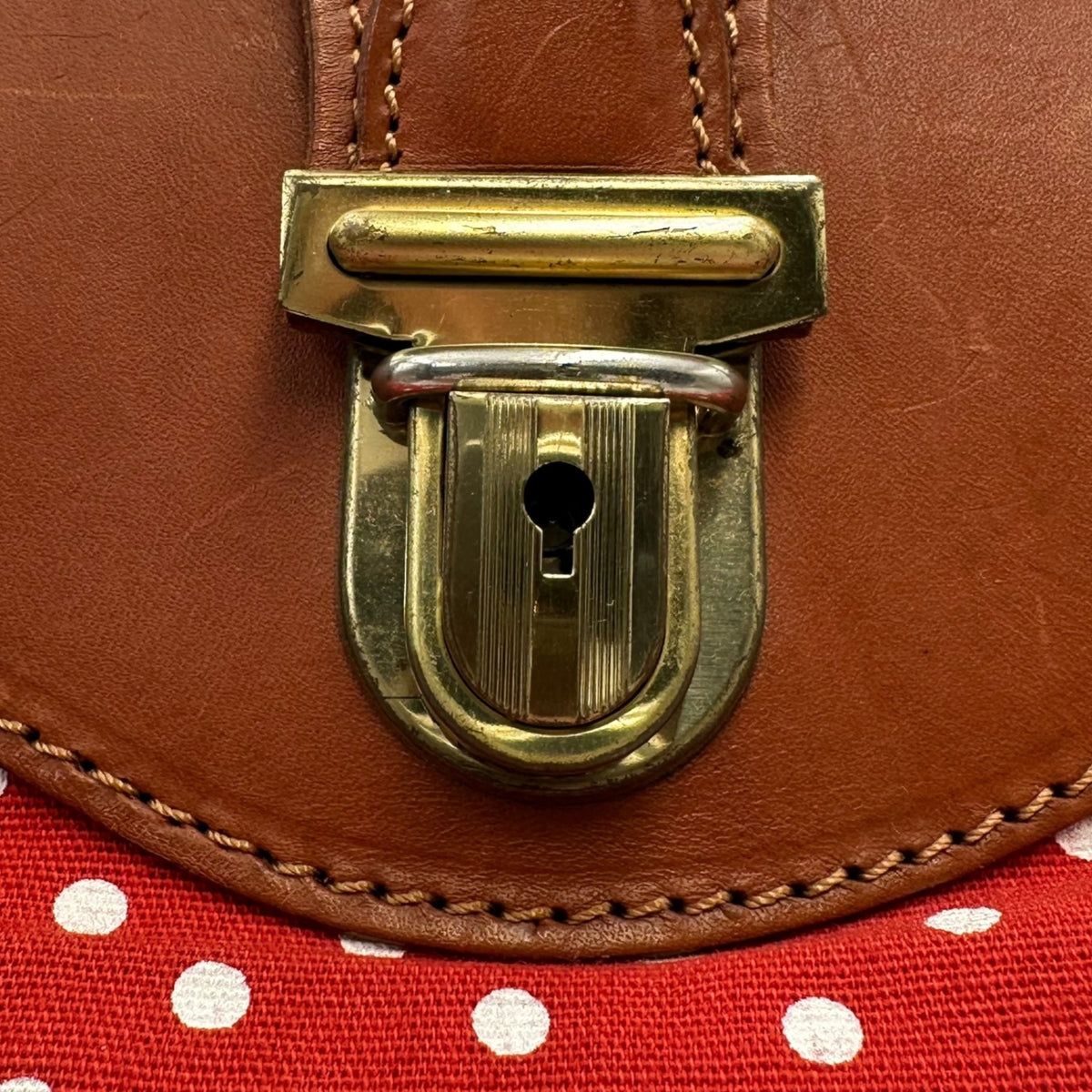 Felisi(フェリージ) Dot handbag ドット柄 ハンド バッグ レッド×ブラウン レザー