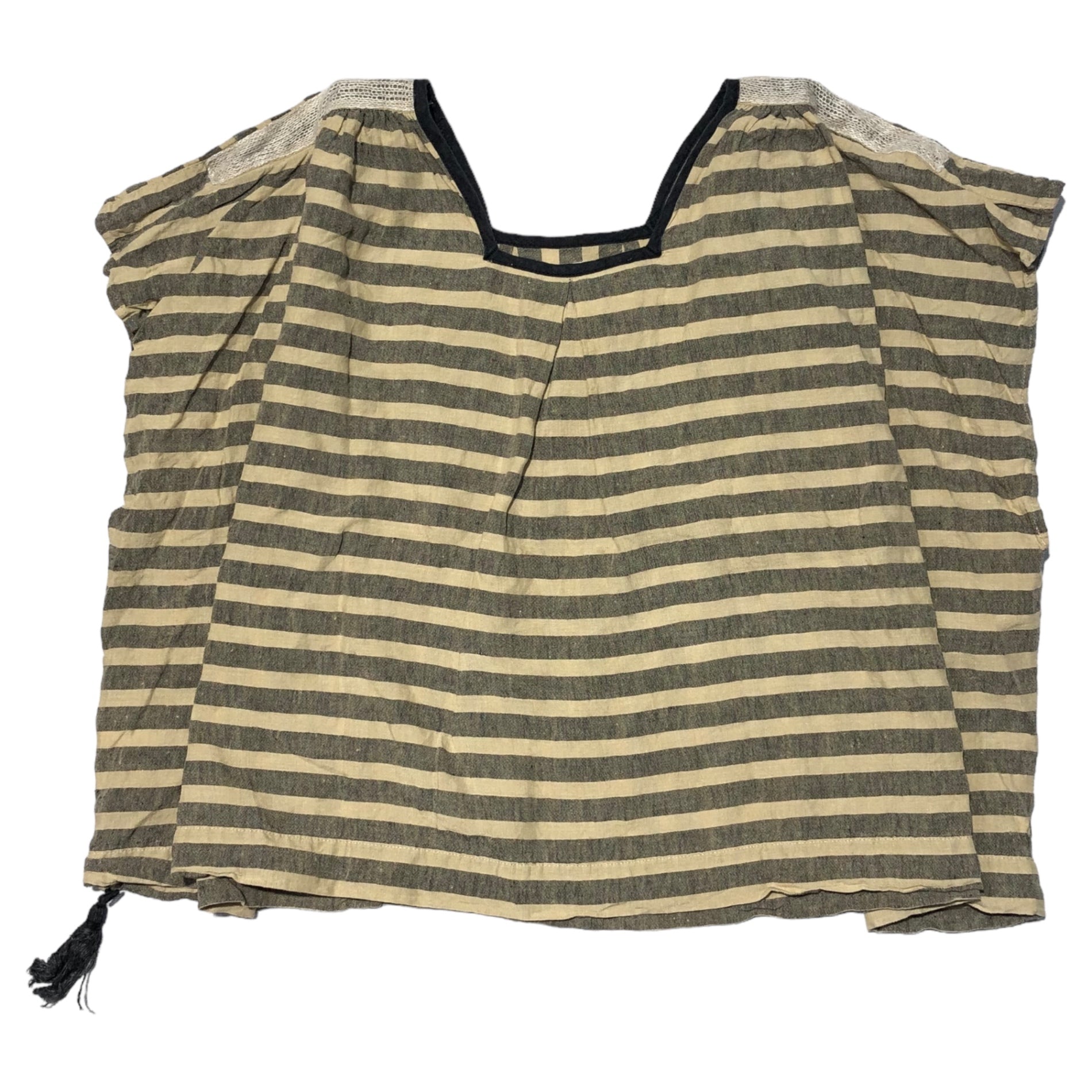 Tabrik(タブリク) sleeveless striped linen blouse スリーブレス ストライプ リネン ブラウス FREE  ベージュ×ブラック