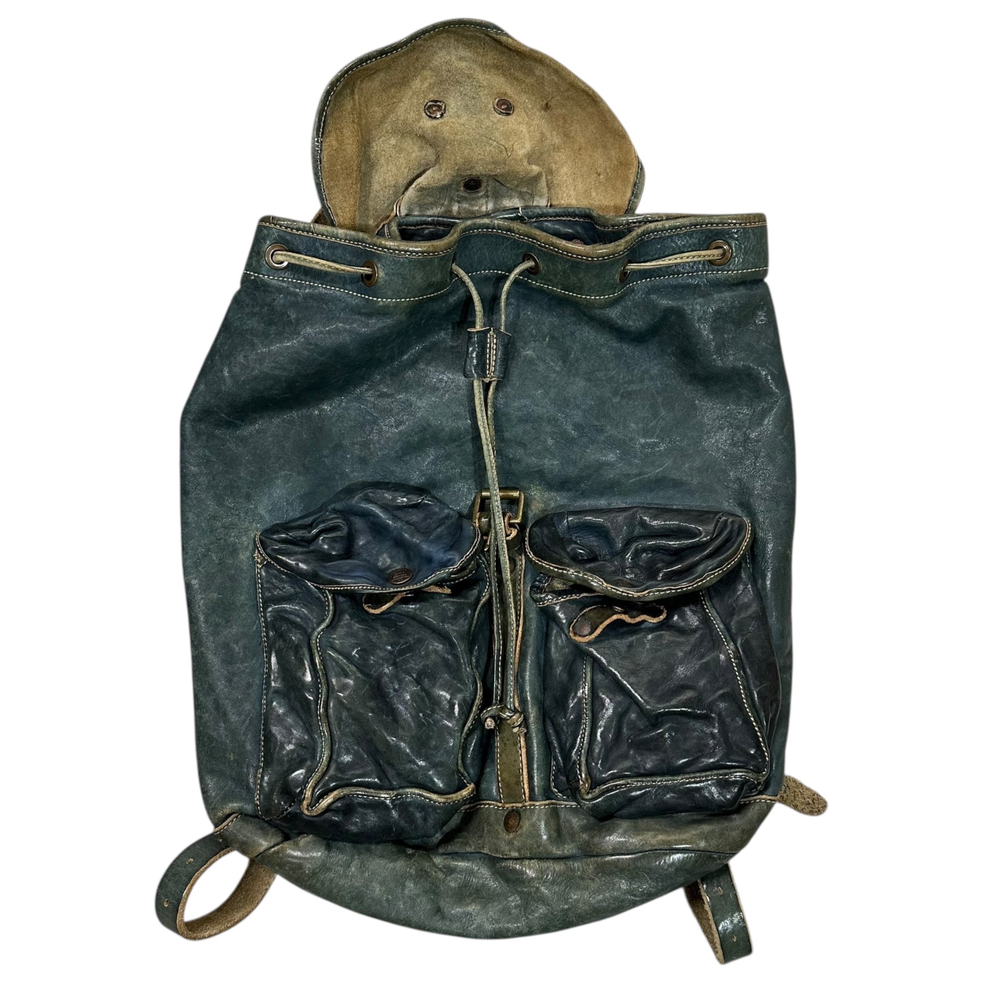 RRL(ダブルアールエル) Indigo-dyed Leather Backpack インディゴ染め レザー リュック インディゴ バッグ バックパック