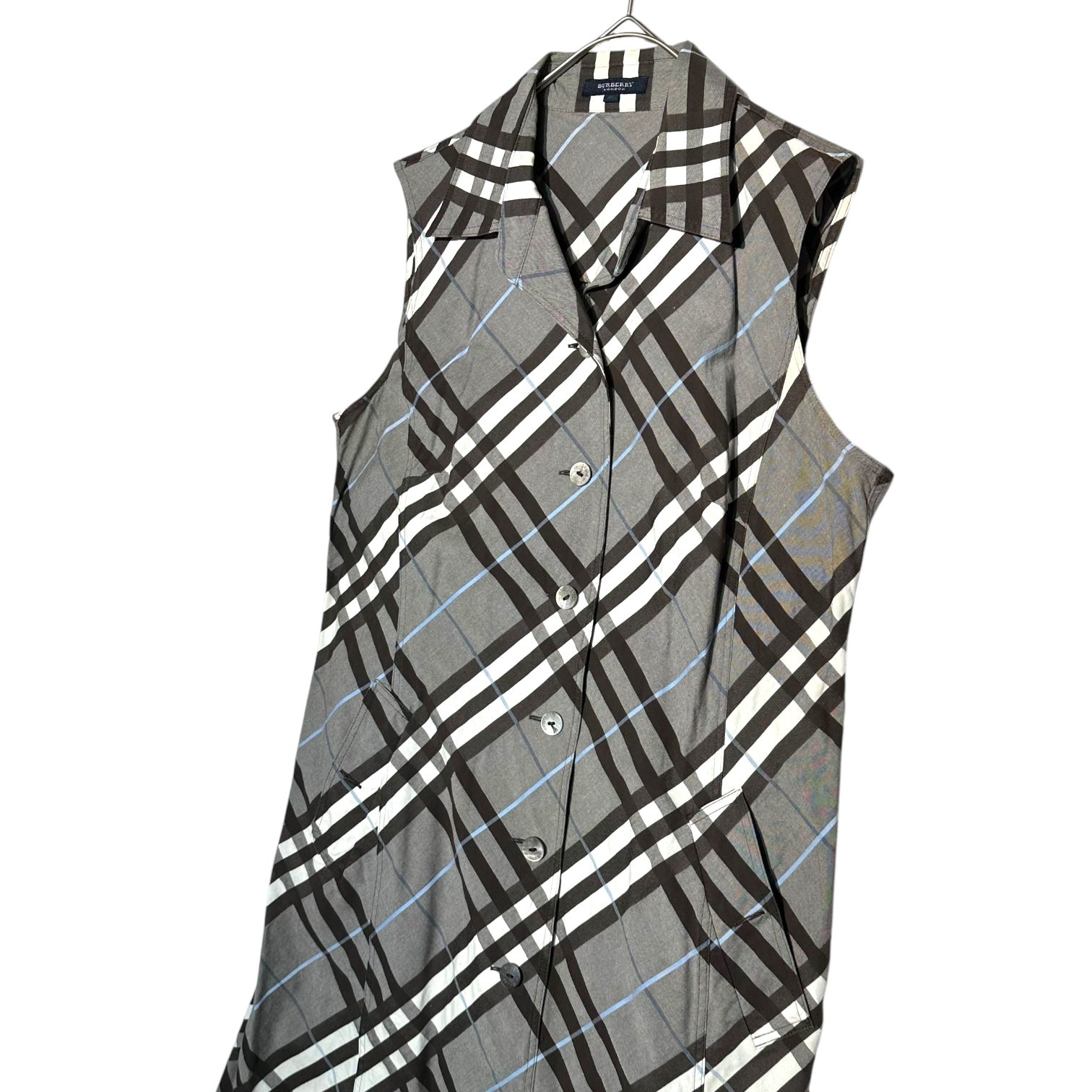 BURBERRY LONDON(バーバリーロンドン) Nova Check N/S Belted Dress ノヴァ チェック ノースリーブ ベルテッド ワンピース FMB51-031-55 46(L程度) グレー