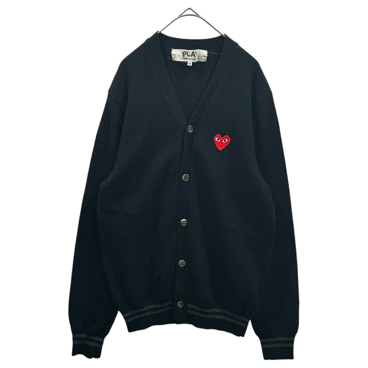 PLAY COMME des GARCONS(プレイコムデギャルソン) 2000's Heart Patch Wool Knit Cardigan ハート ワッペン ウール ニット カーディガン AZ-N016 M ブラック AD2005