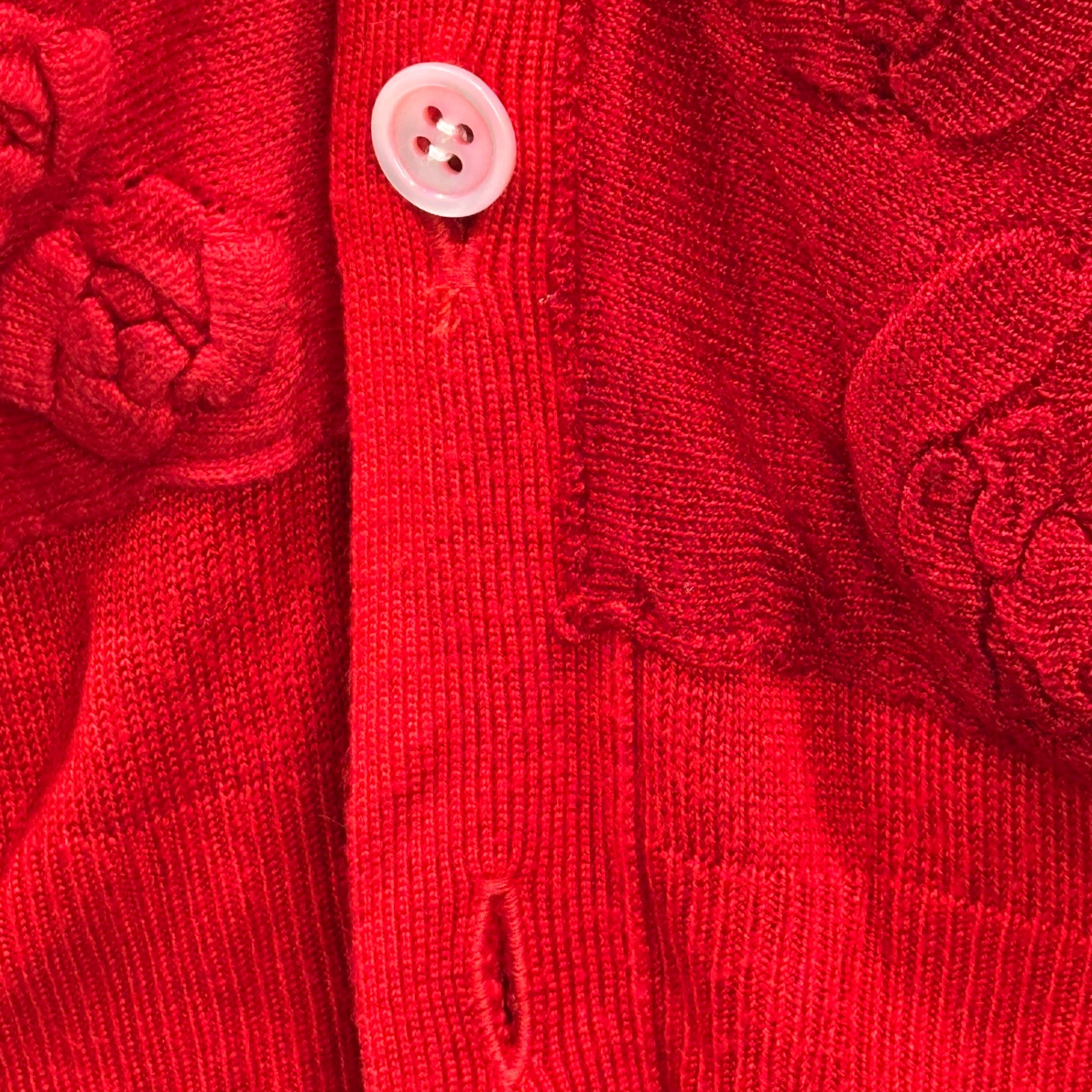 COMME des GARCONS(コムデギャルソン) 1999AW Yarn-Dyed Floral-Patterned Knit Cardigan 製品染め 花形織り ニット カーディガン GN-100070 FREE レッド AD1999 90s アーカイブ