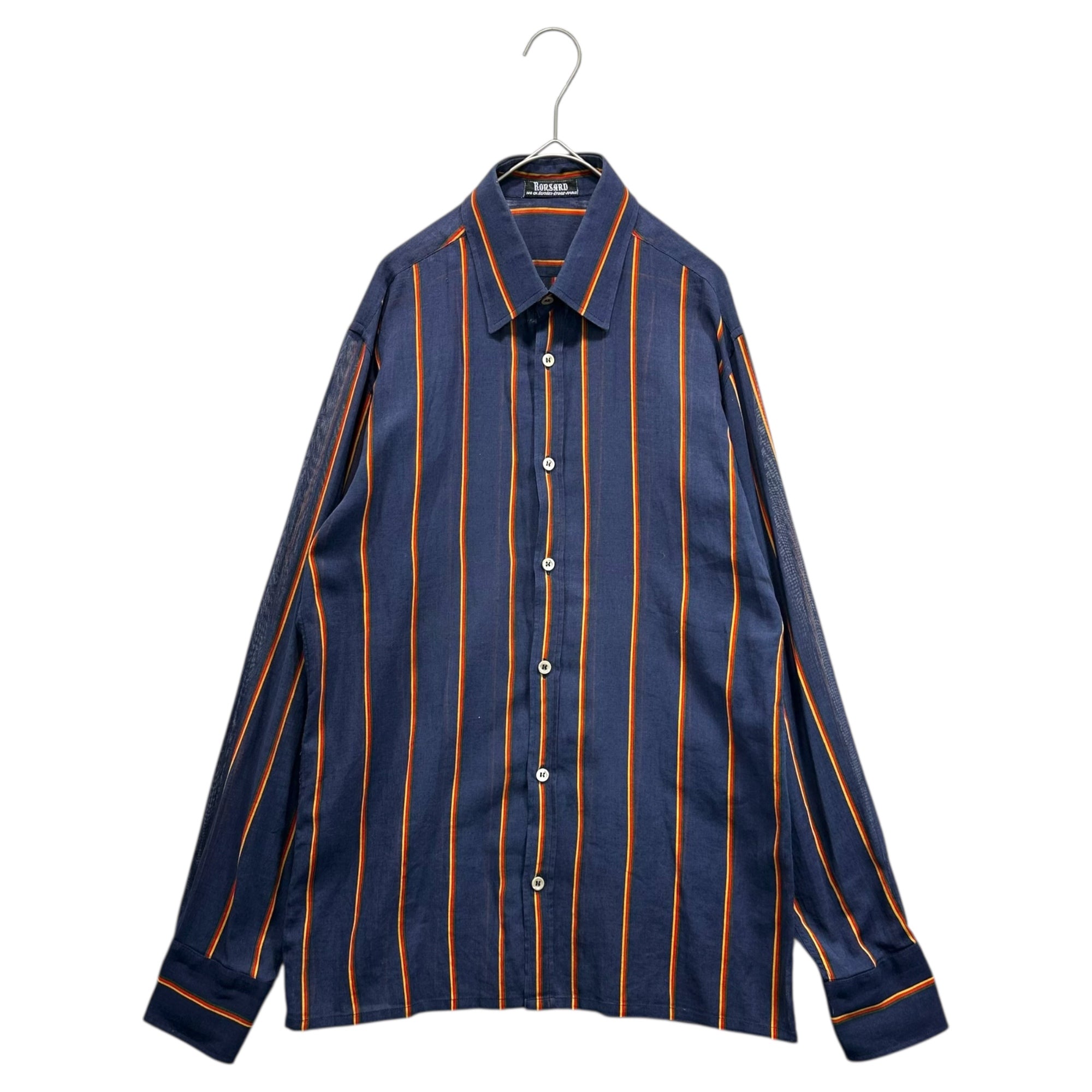 Euro vintage(ヨーロッパヴィンテージ) French Vintage Striped Shirt フレンチヴィンテージ ストライプ シャツ XS~S程度 ネイビー