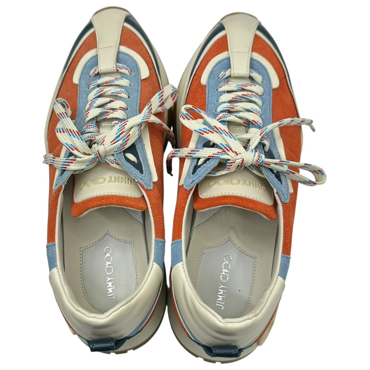 JIMMY CHOO(ジミーチュウ) RAINE スウェード レザー 厚底 スニーカー 40(25.5~26cm程度) オレンジ×ブルー