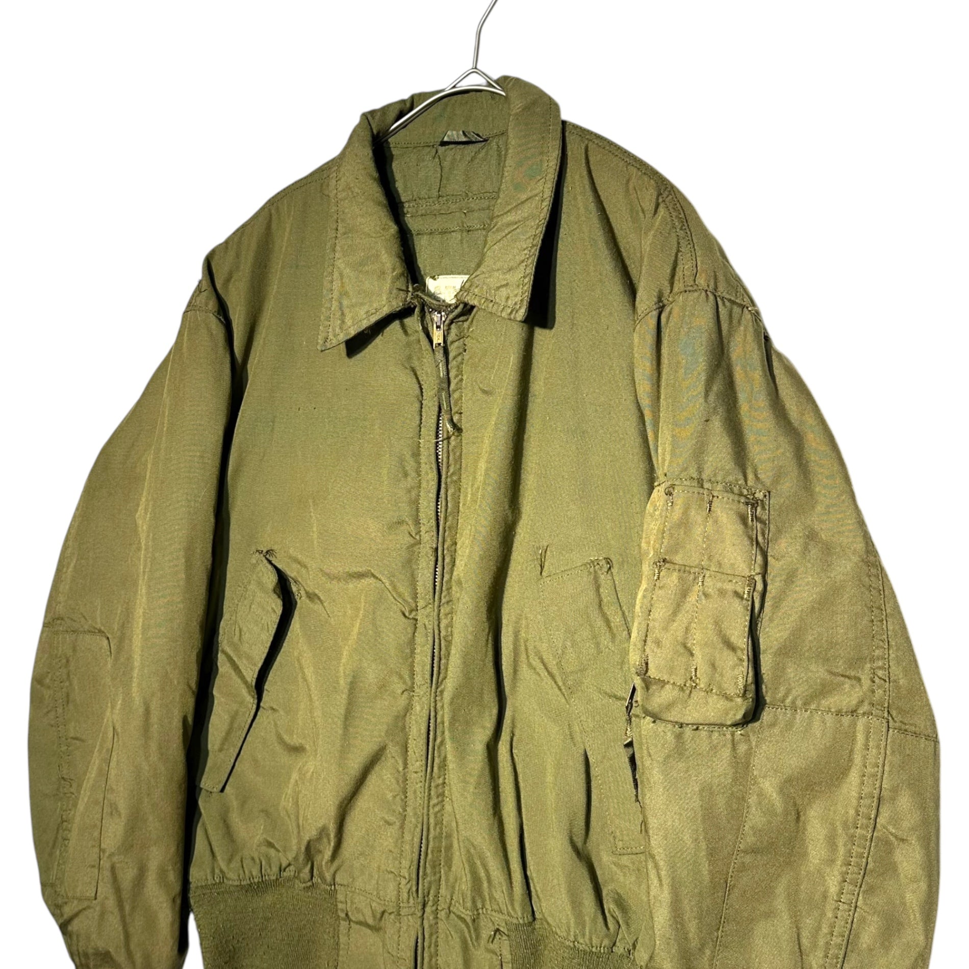 US ARMY(アメリカ軍) 80's Nomex Helicruff Light Jacket ノーメックス ヘリクルー フライト ジャケット 8415-01-074-9422 LARGE REGULAR オリーブ ミリタリー 80年代 ヴィンテージ 軍 放出品 DLA