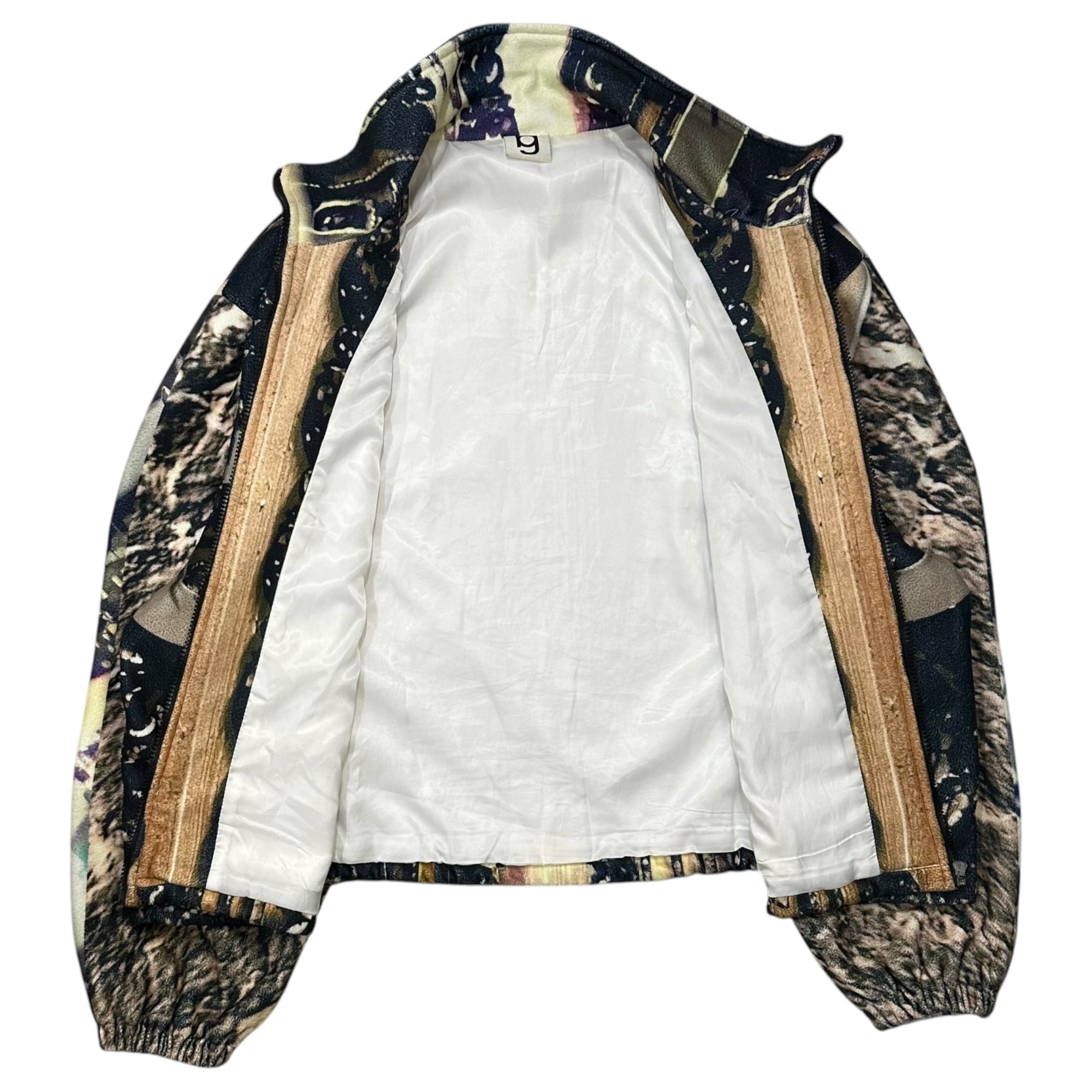 GB MOUTH(ジービーマウス) "扉" VELOUR SKIN LIGHT JACKET ベロア スキン ライト ジャケット 表記無(XL程度) ベージュ×ネイビー フリース