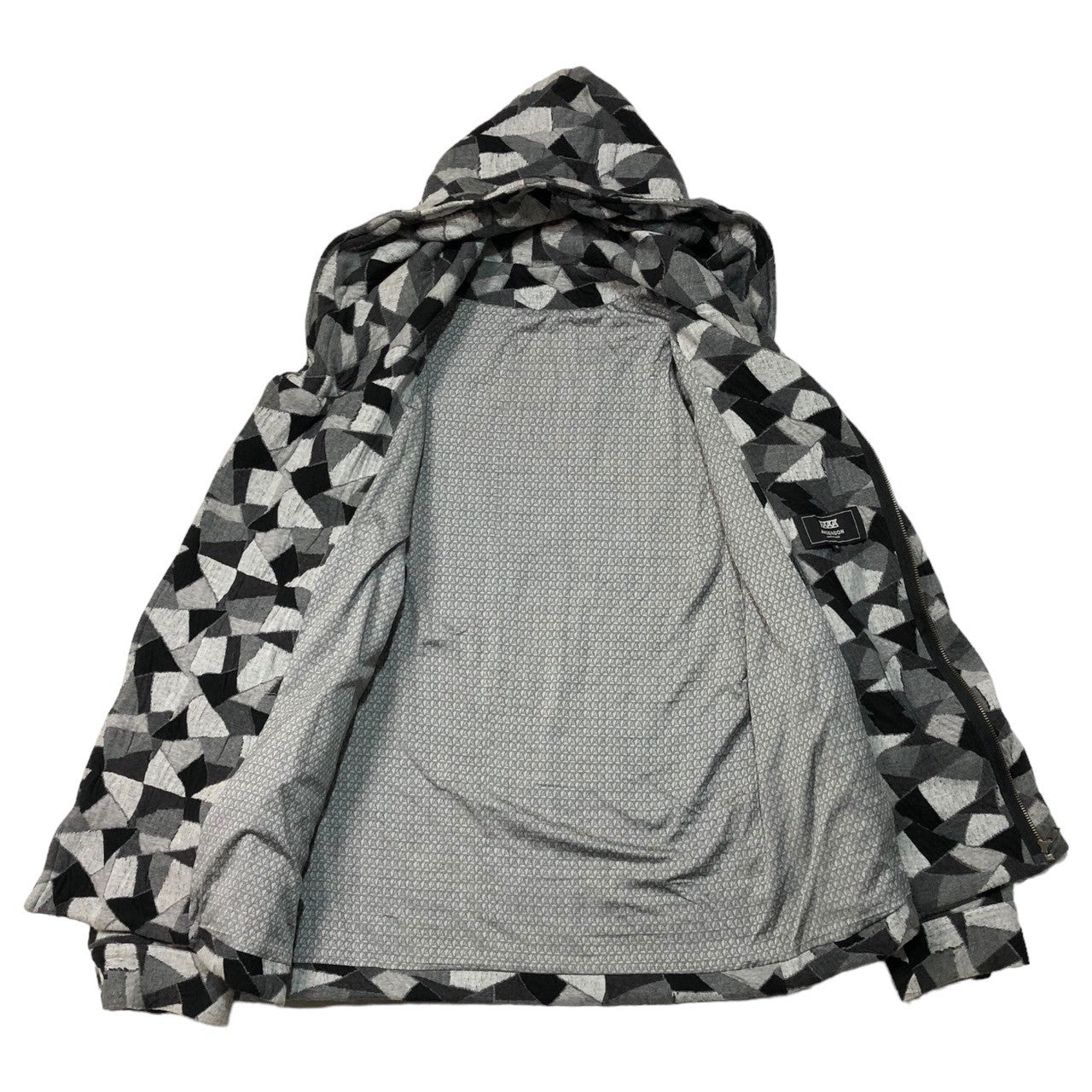 ANREALAGE(アンリアレイジ) wire hooded zip up hoodie ワイヤー フーデッド ジップアップ パーカー SIZE FREE グレー×ブラック