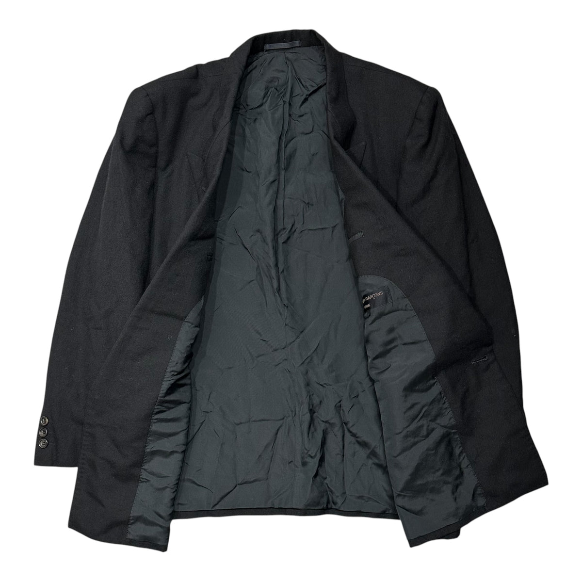 COMME des GARCONS HOMME(コムデギャルソンオム) 1980's Vintage Double-Breasted Wool Jacket ヴィンテージ ダブルブレスト ウール  ジャケット HS-05004M M ブラック AD表記無 80年代 アーカイブ 川久保玲本人期