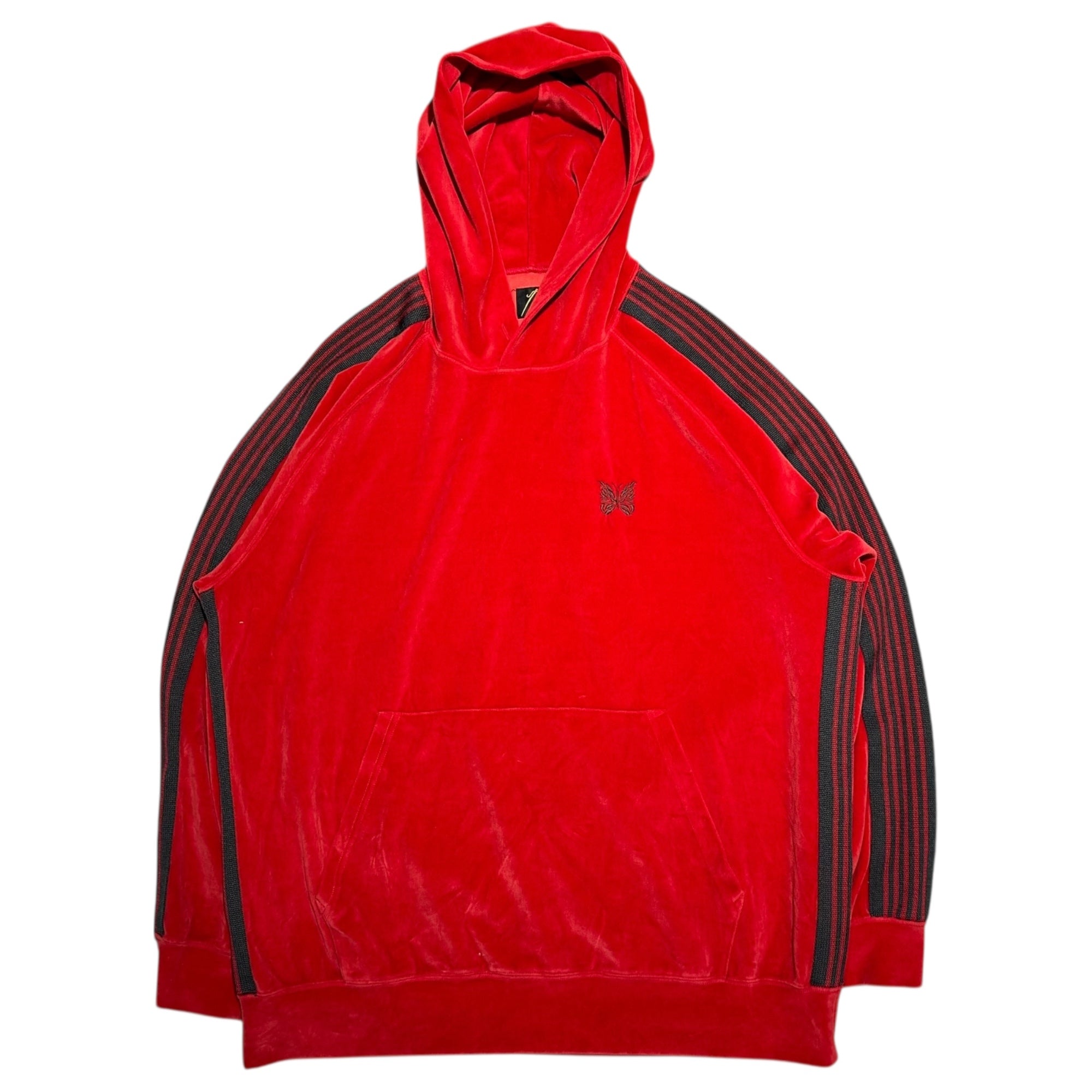 NEEDLES(ニードルズ) TRACK HOODY C/PE VELOUR トラック フーディ ベロア パーカー NS252 XL レッド