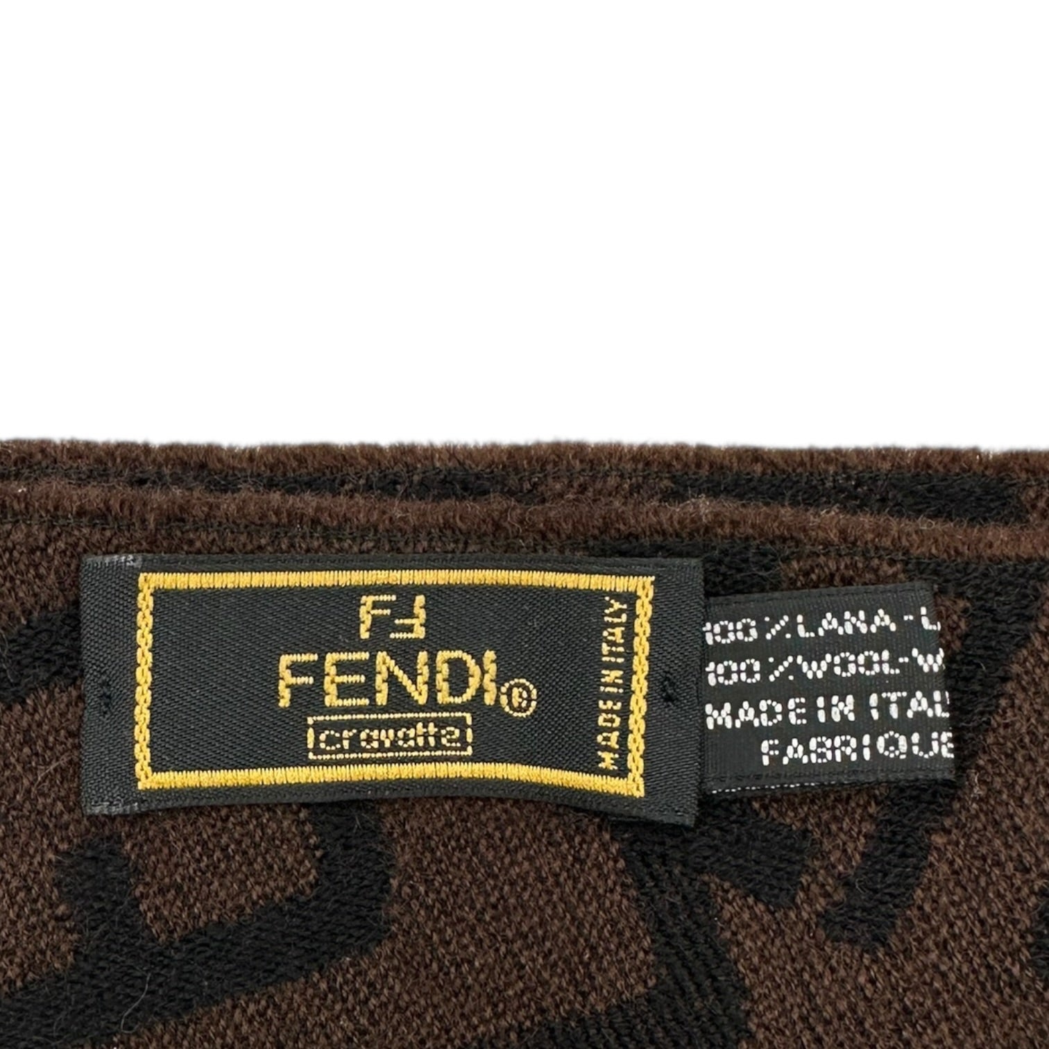 FENDI(フェンディ) Zucca-Print Wool Scarf ズッカ柄 ウール マフラー ブラウン×ブラック