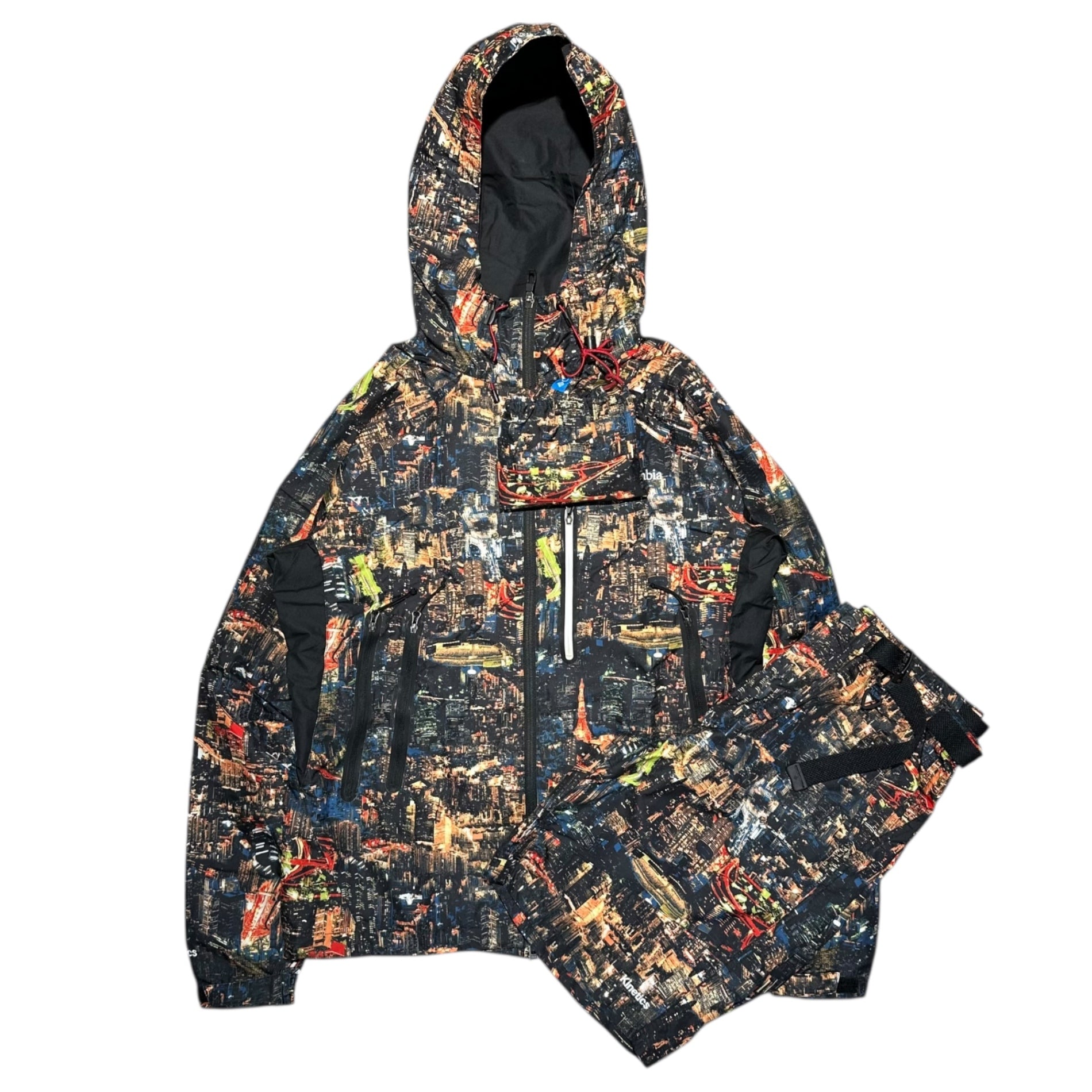 Columbia×Kinetics(コロンビア×キネティクス) 16SS ”Night Scene” Pliny Peak Jacket ＆ Pliny Peak Short プリニーピークジャケット プリニーピークショーツ PM3681 M ブラック×マルチ マウンテンパーカー ショーツ 夜景 セットアップ 上下