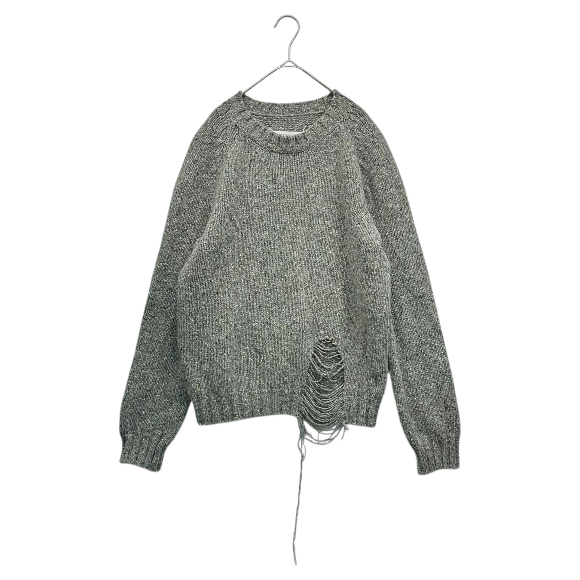 MAISON MARGIELA(メゾンマルジェラ) 19AW Destroy Crewneck Knit デストロイ クルーネック ニット S50GP0176 S グレー ミックス ダメージ加工