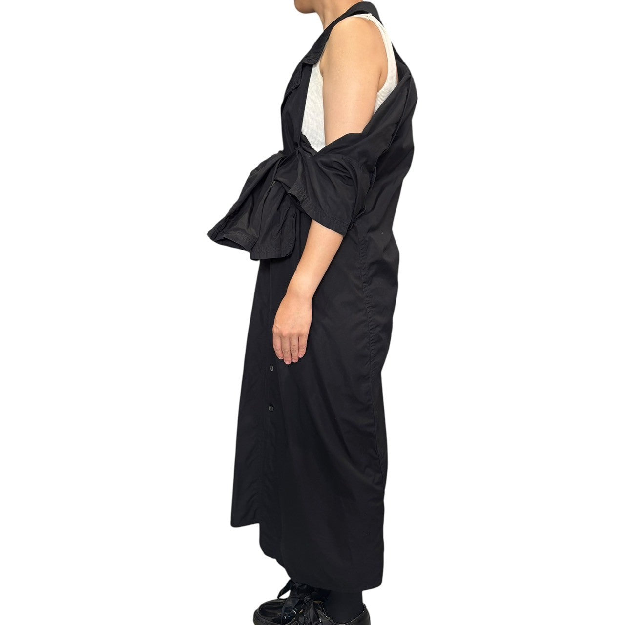 YOHJI YAMAMOTO NOIR(ヨウジヤマモトノアール) Asymmetrical Design One-Shoulder Shirt Long Dress アシンメトリー デザイン ワンショルダー シャツ ロング ワンピース NX-B15-001 1 ブラック