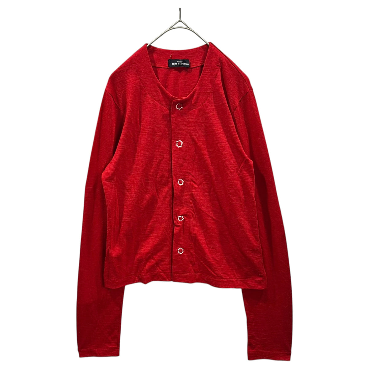 tricot COMME des GARCONS(トリココムデギャルソン) 1994SS Stitch-Work Snap-Button Wool Cardigan ステッチ ワーク スナップ ボタン ウール カーディガン TT-040750 FREE レッド AD1993 90s アーカイブ