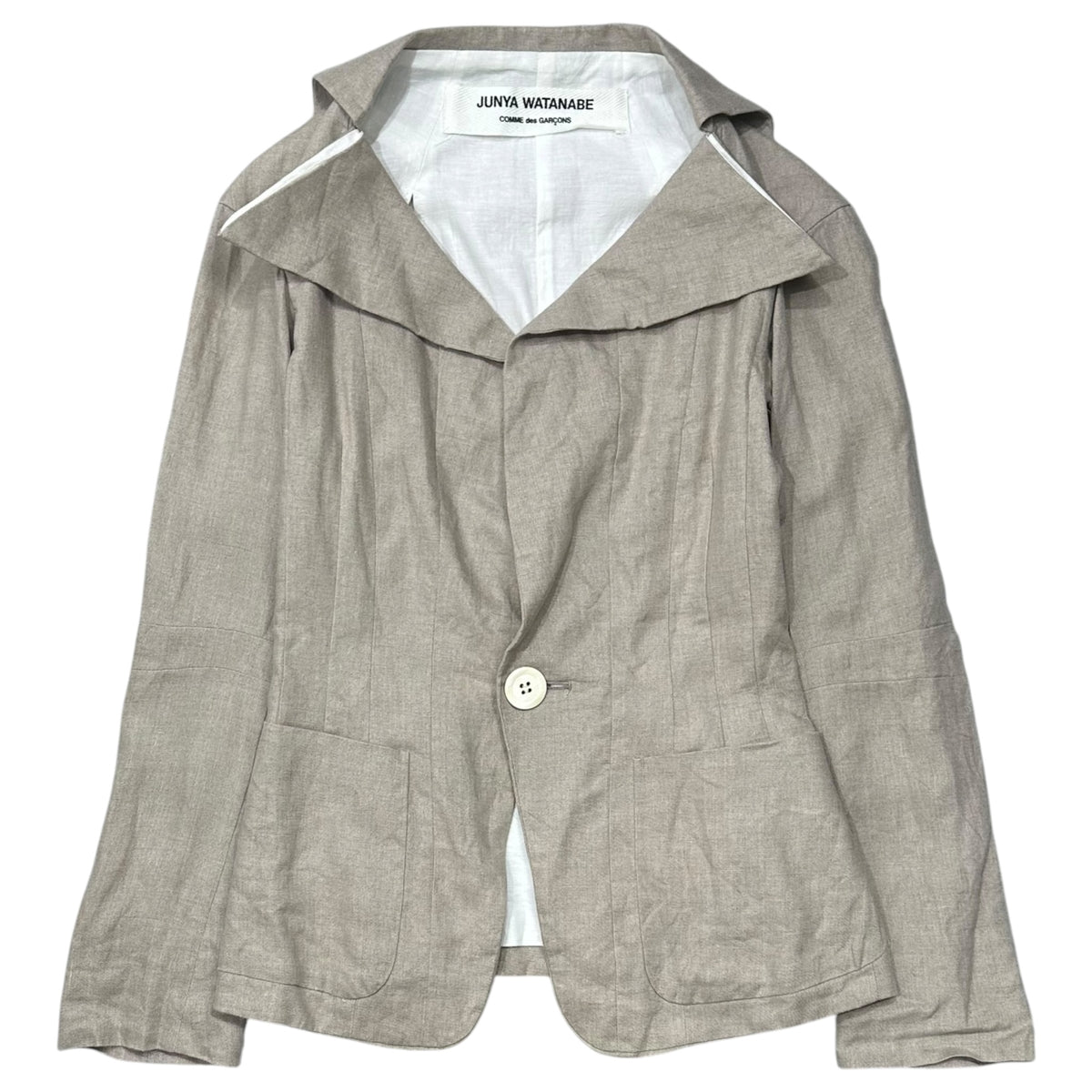 JUNYA WATANABE COMME des GARCONS(ジュンヤワタナベコムデギャルソン) 1997SS Wide-Collar Single-Button Linen Jacket ワイドカラー 1ボタン リネン ジャケット JJ-100230 FREE アイボリー 90s アーカイブ